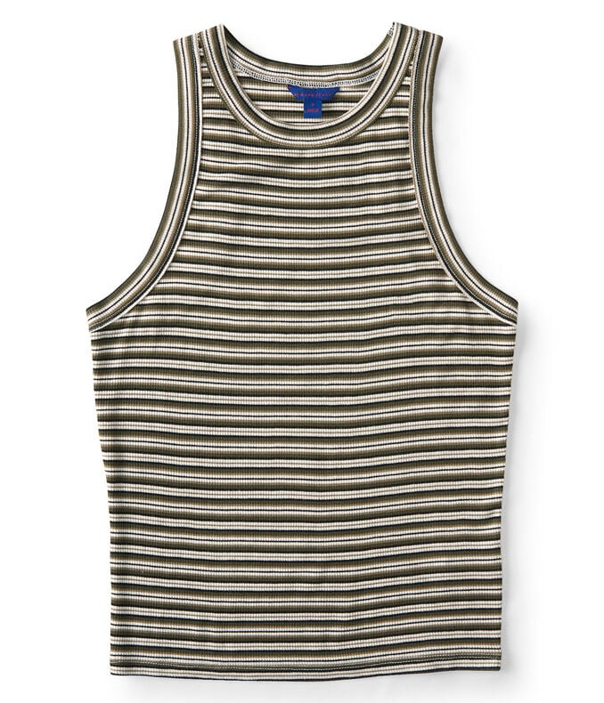 Striped High-Neck Bodycon Tank