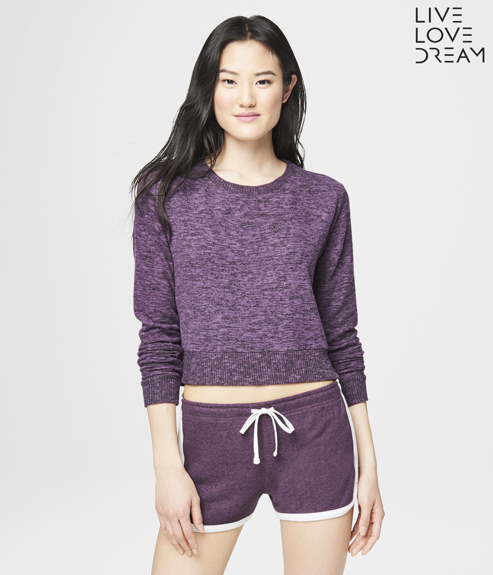 LLD Long Sleeve Zebra Fleece Crop Sleep Top