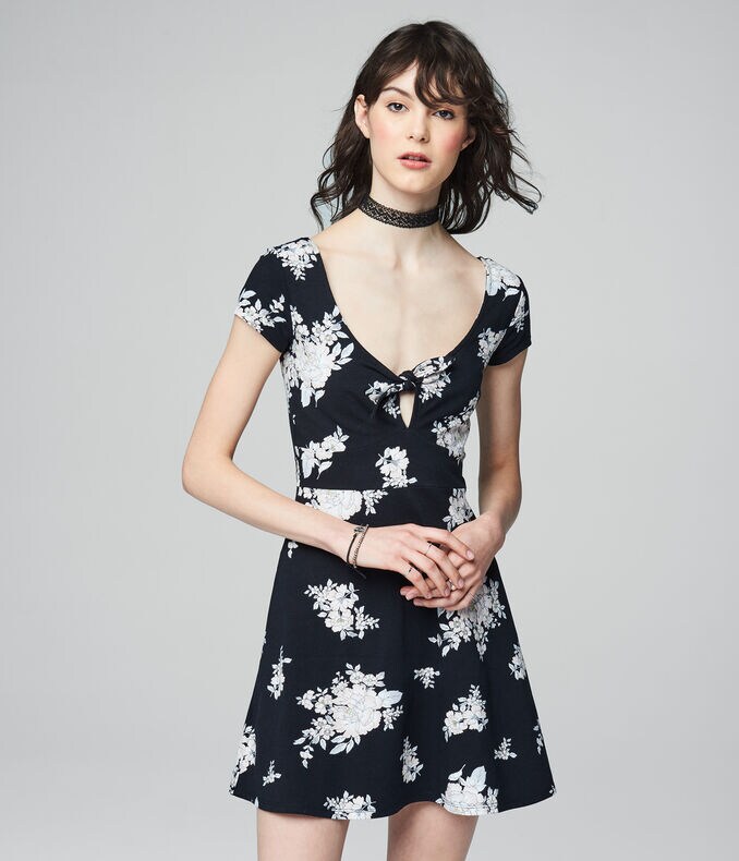 Floral Tie-Front Dress