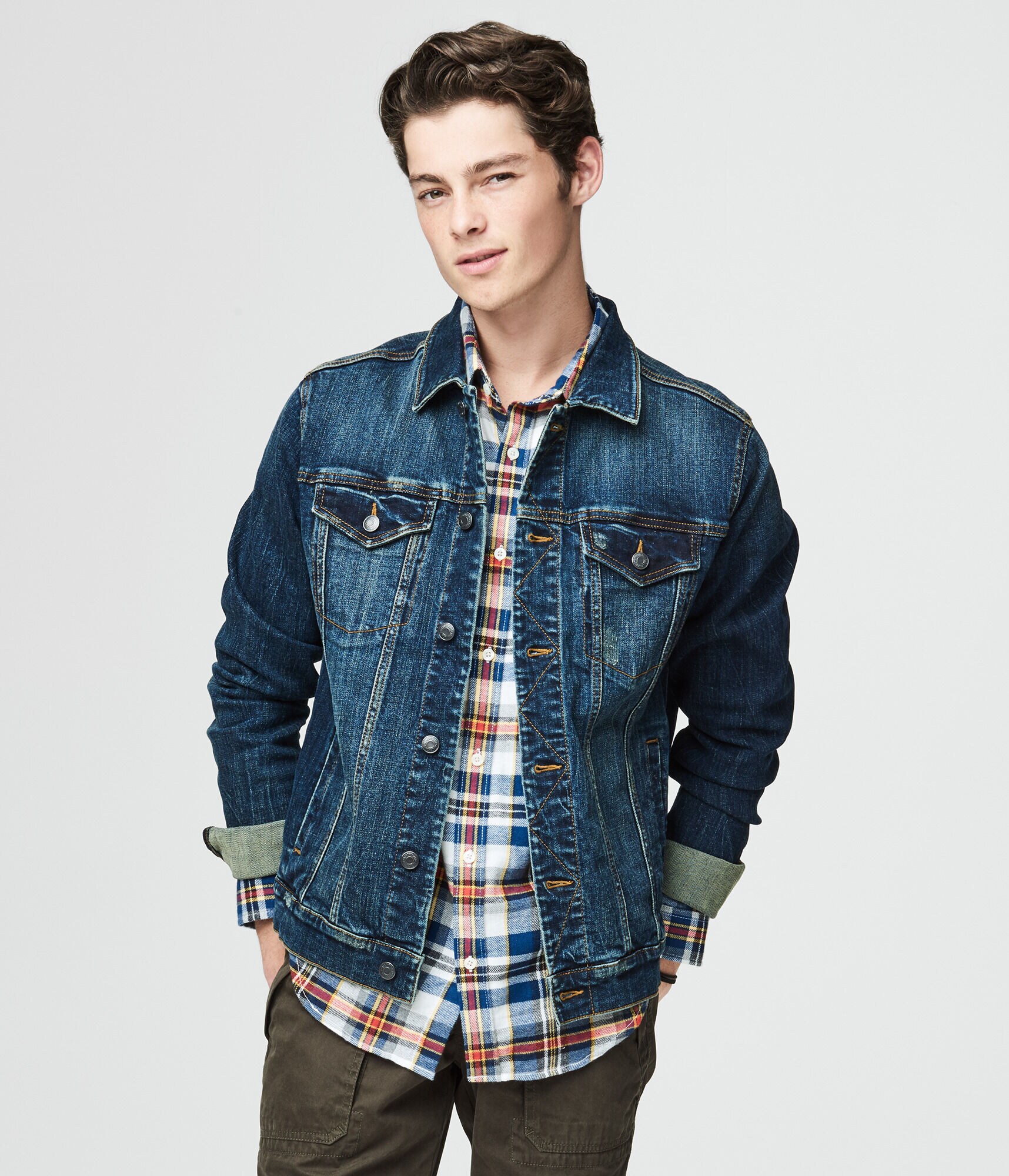 Dark Wash Stretch Denim Trucker Jacket