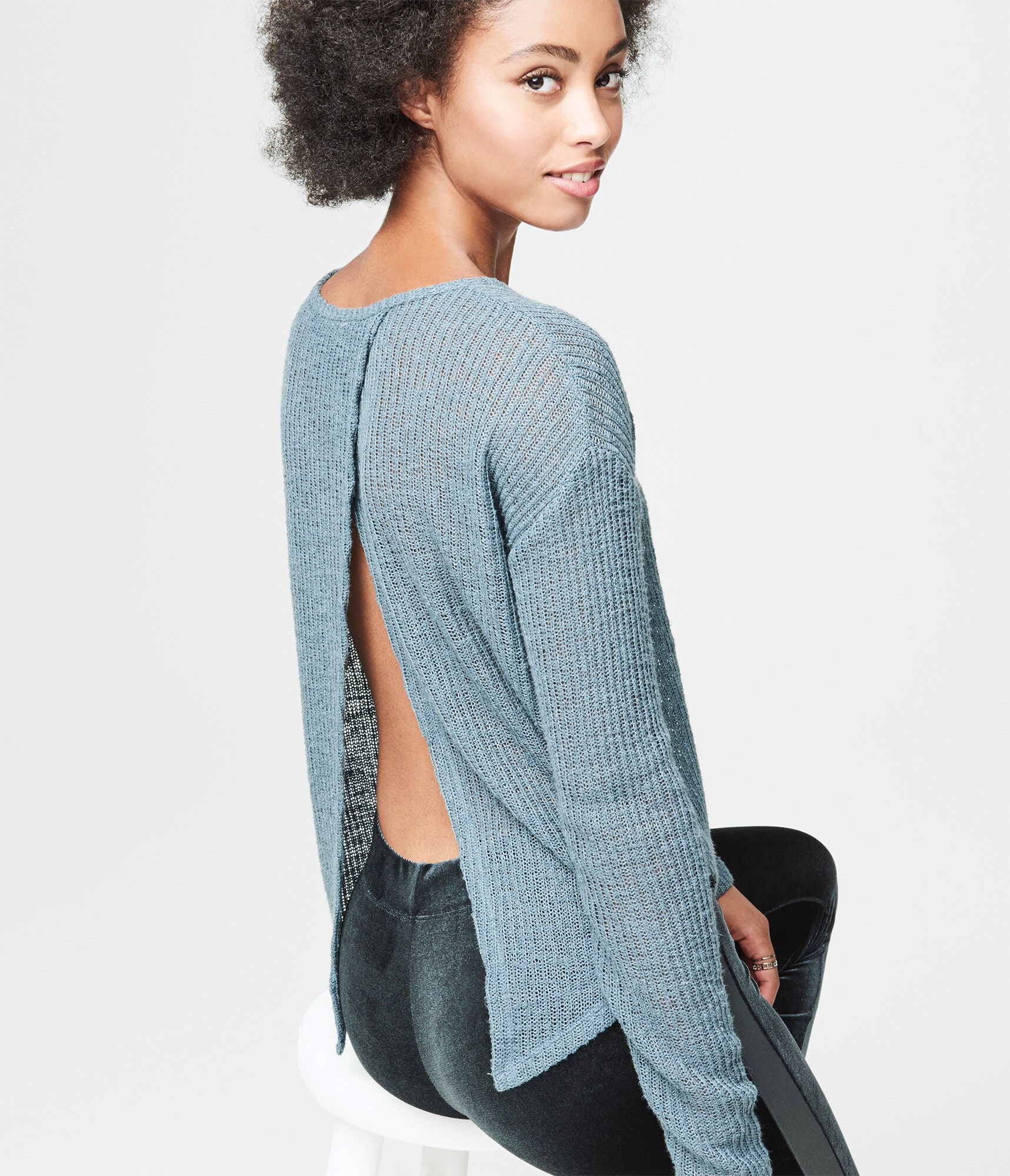 solid cross back sweater