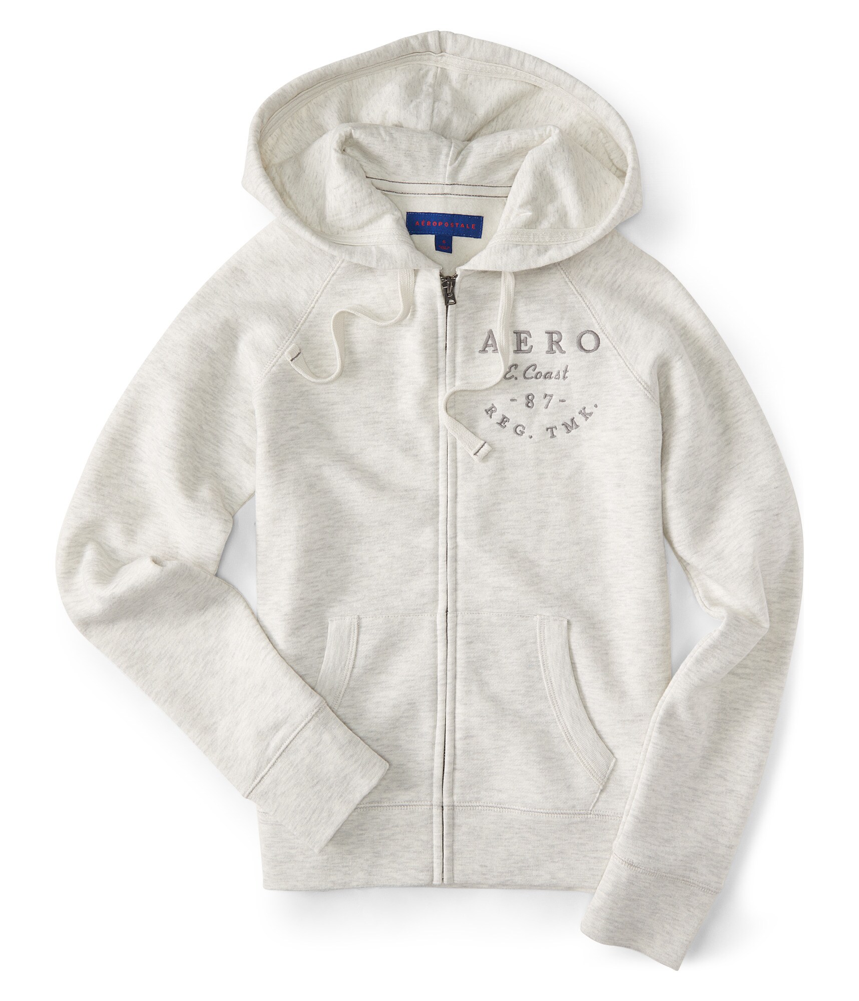 Image of Aeropostale Aero E. Coast Full-Zip Hoodie - Lightest Heather Grey, XSmall