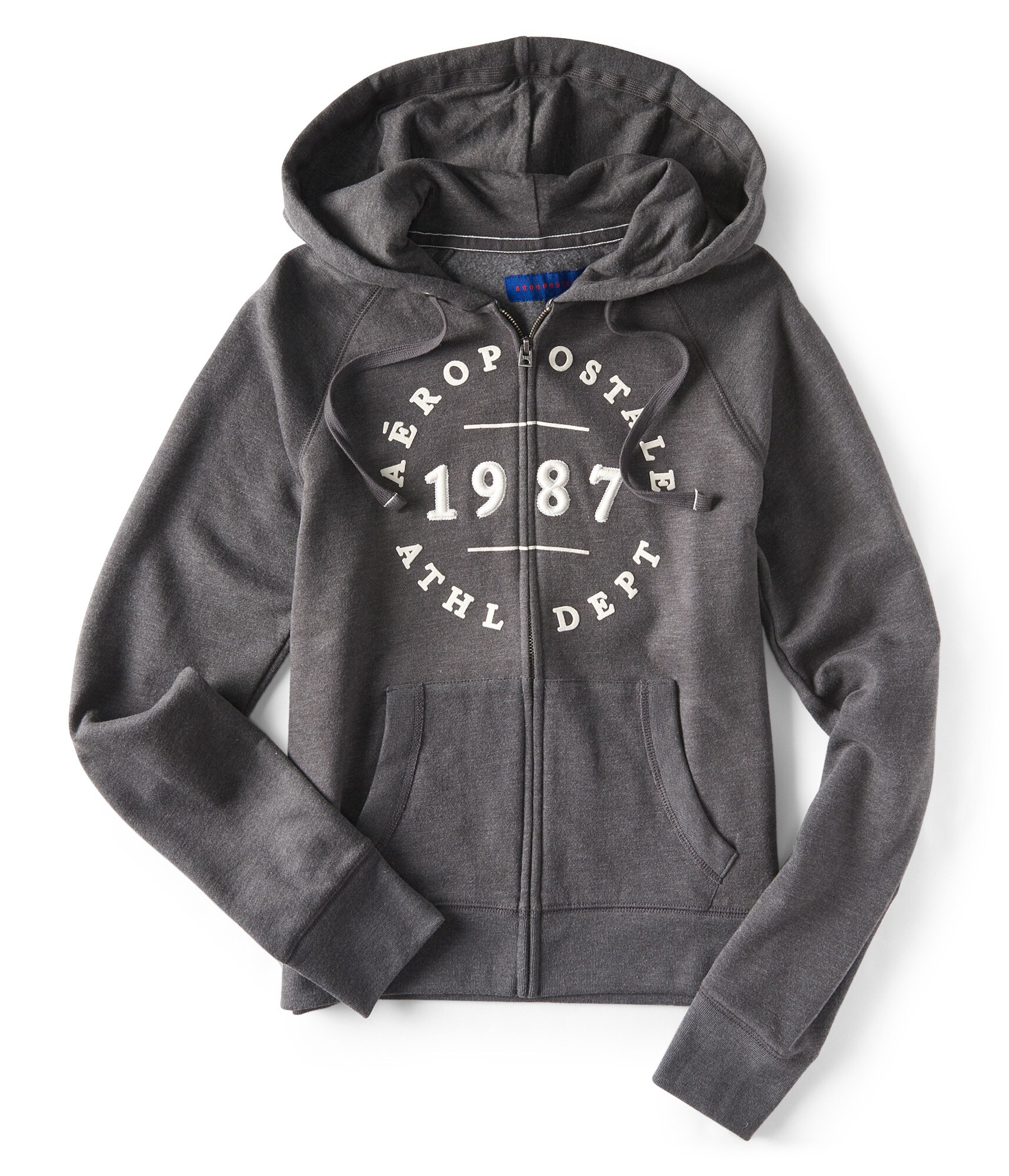Image of Aeropostale  Athl Dept Full-Zip Hoodie - Charcoal Heather Grey, XSmall