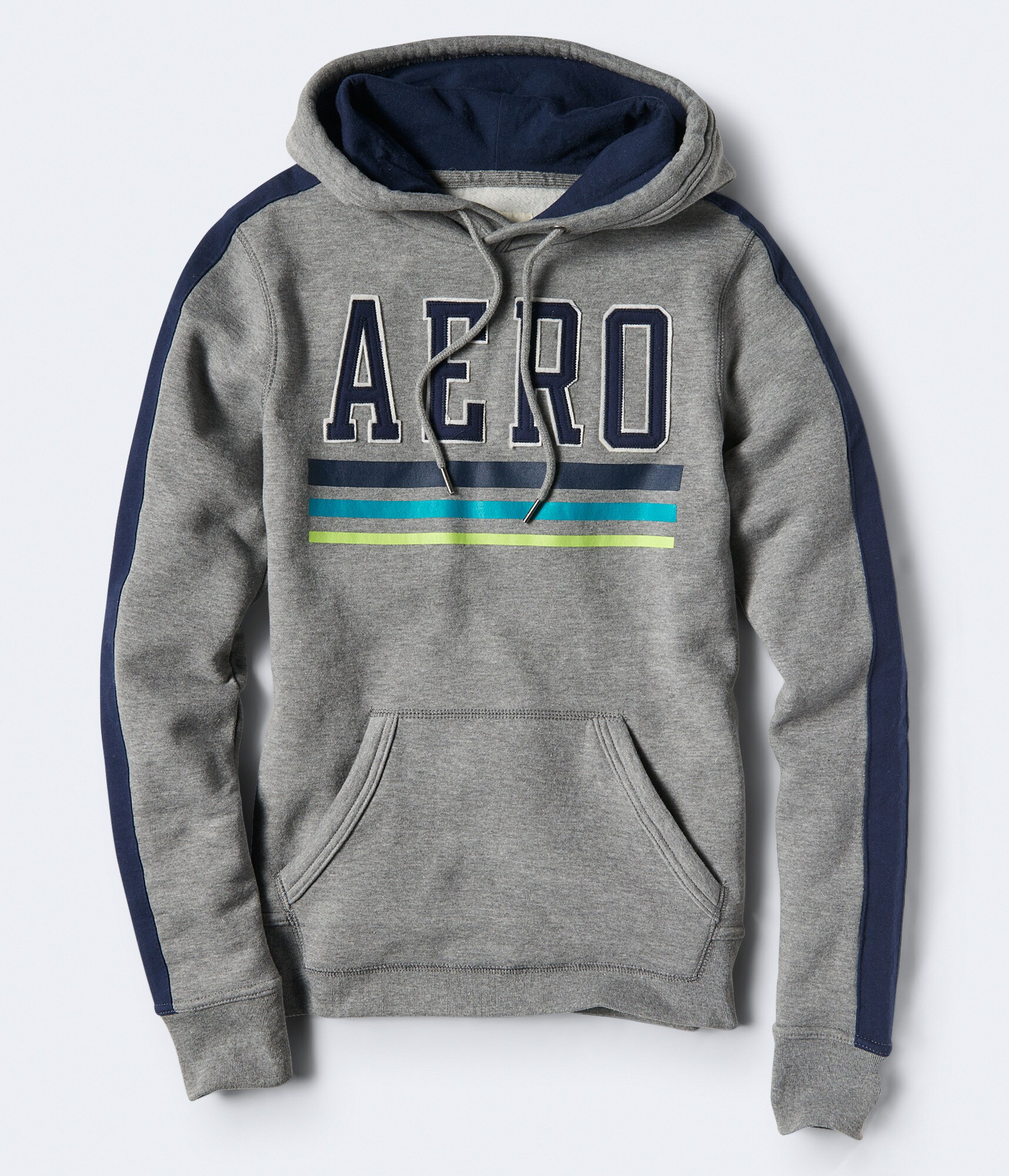 Image of Aeropostale Aero Stripe Pullover Hoodie - Medium Grey, XSmall