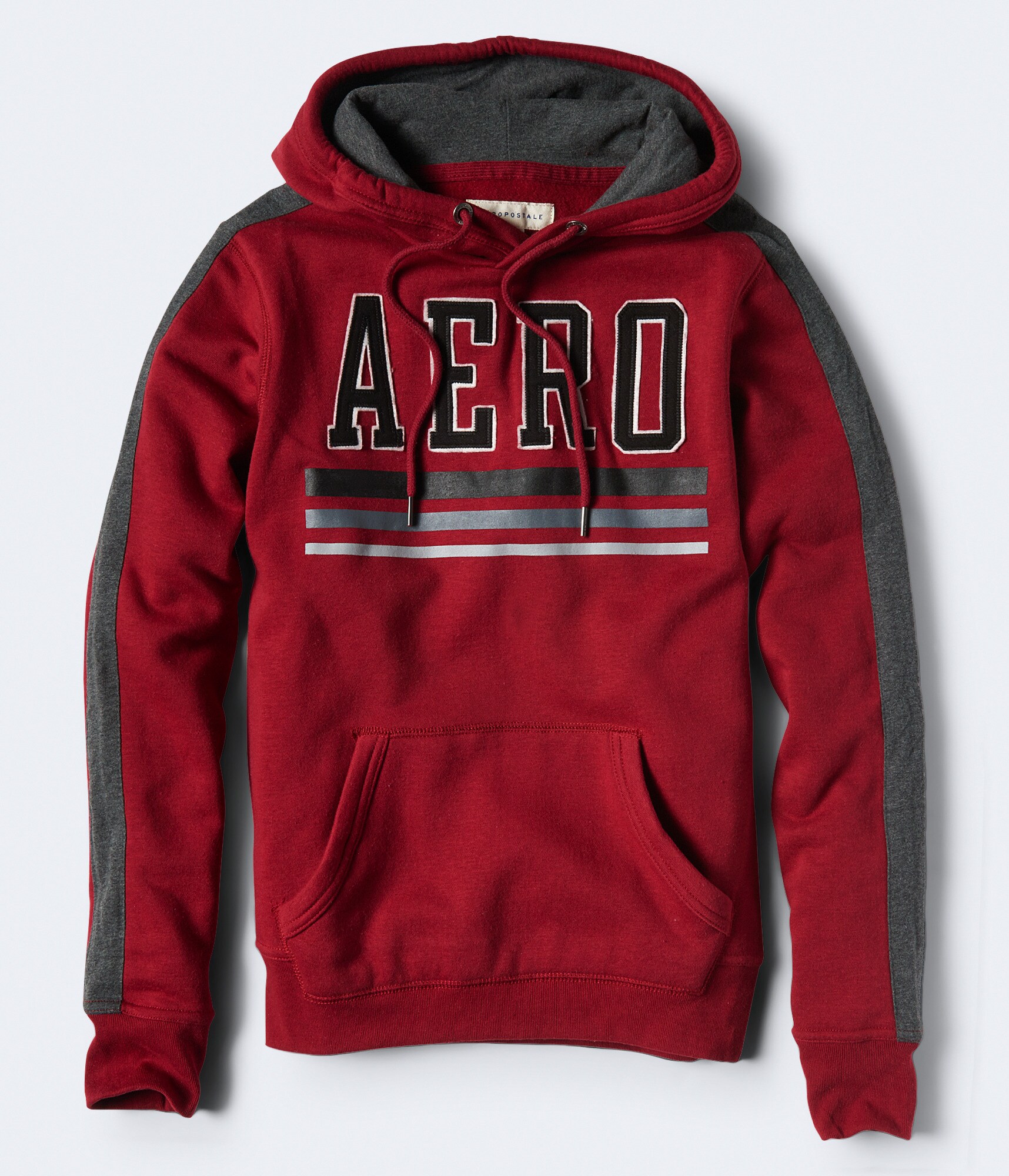 Image of Aeropostale Aero Stripe Pullover Hoodie - Dark Red, XSmall