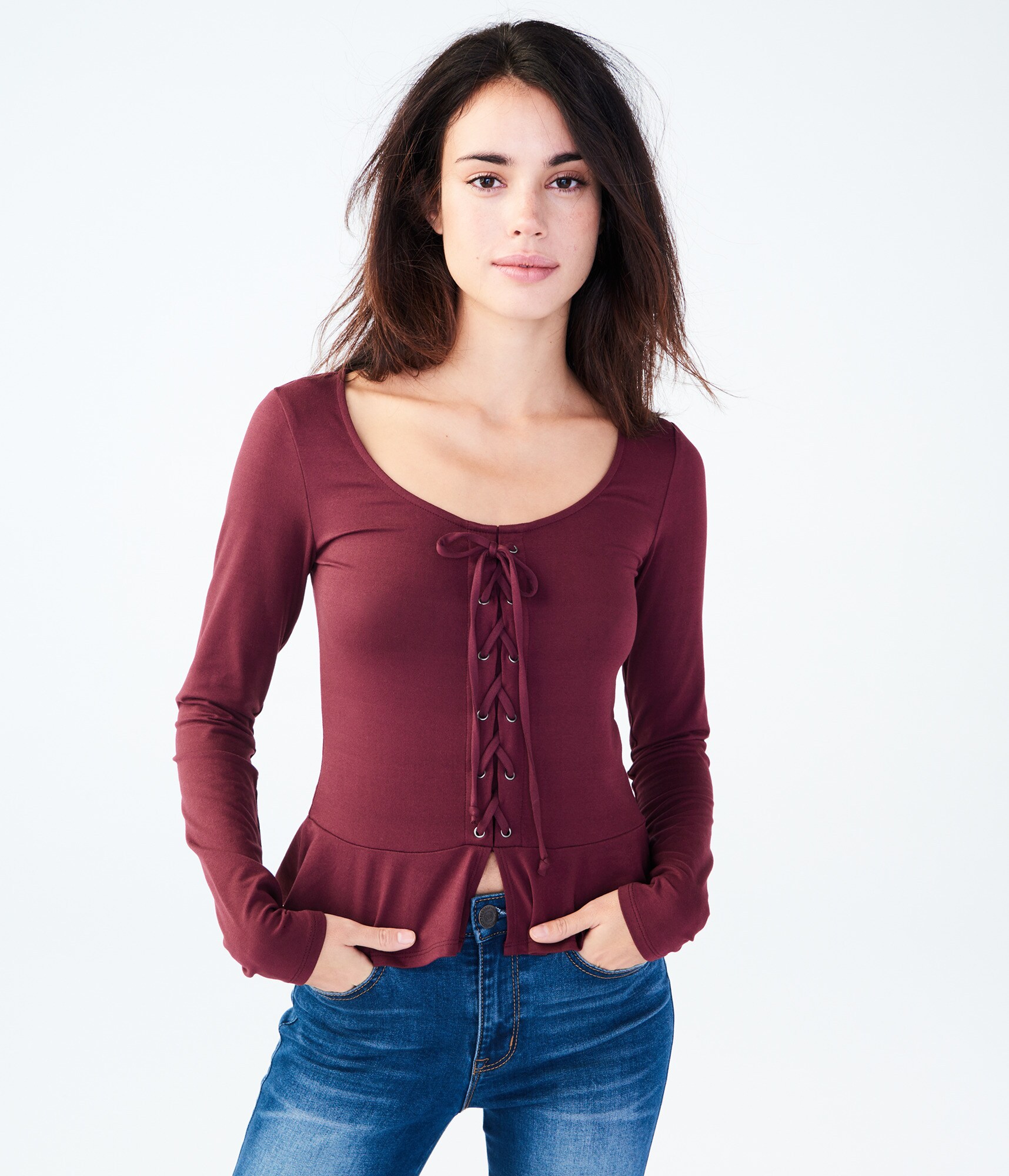 solid peplum top