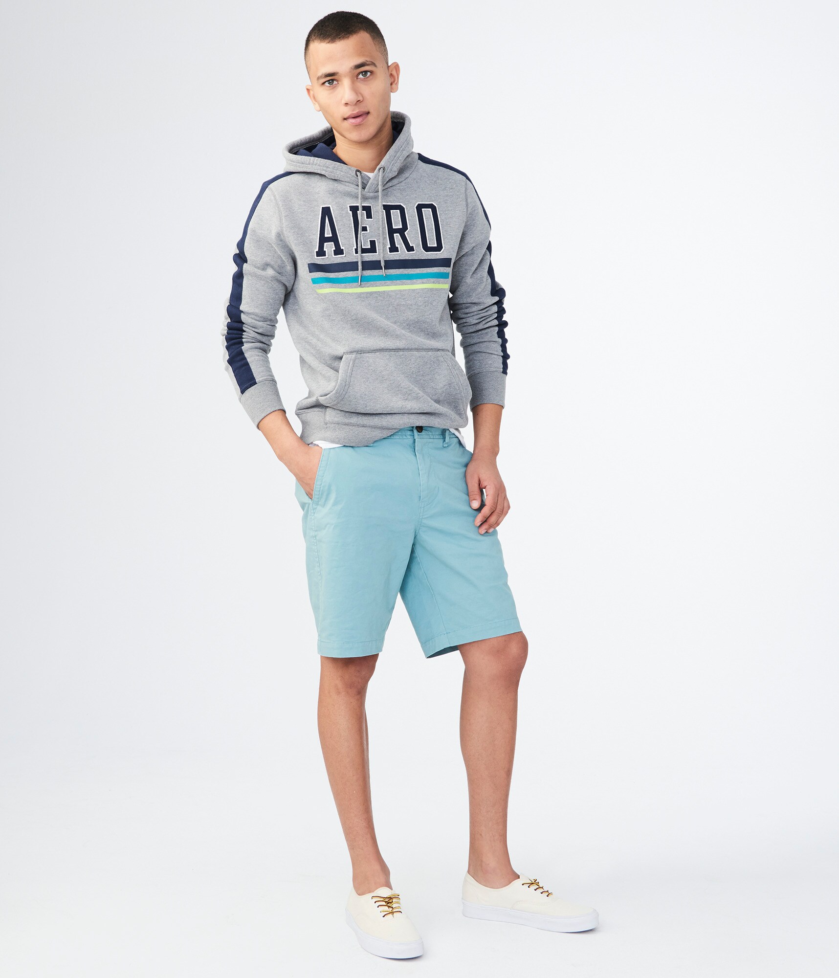 Image of Aeropostale Classic Flat-Front Reflex Shorts - Spring Rain,