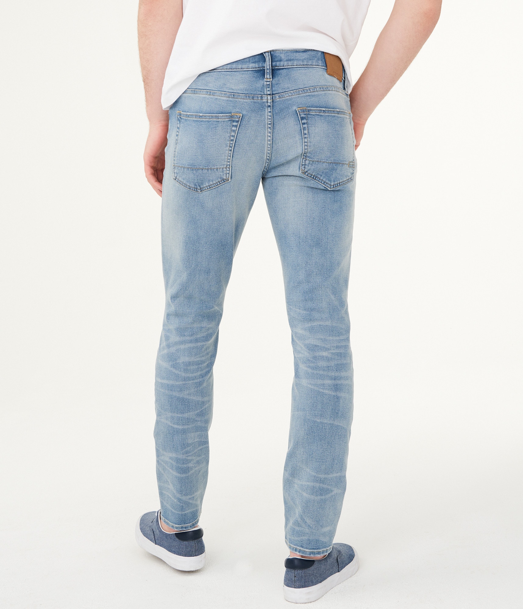 aeropostale mens flex effects super skinny light wash destroyed jean