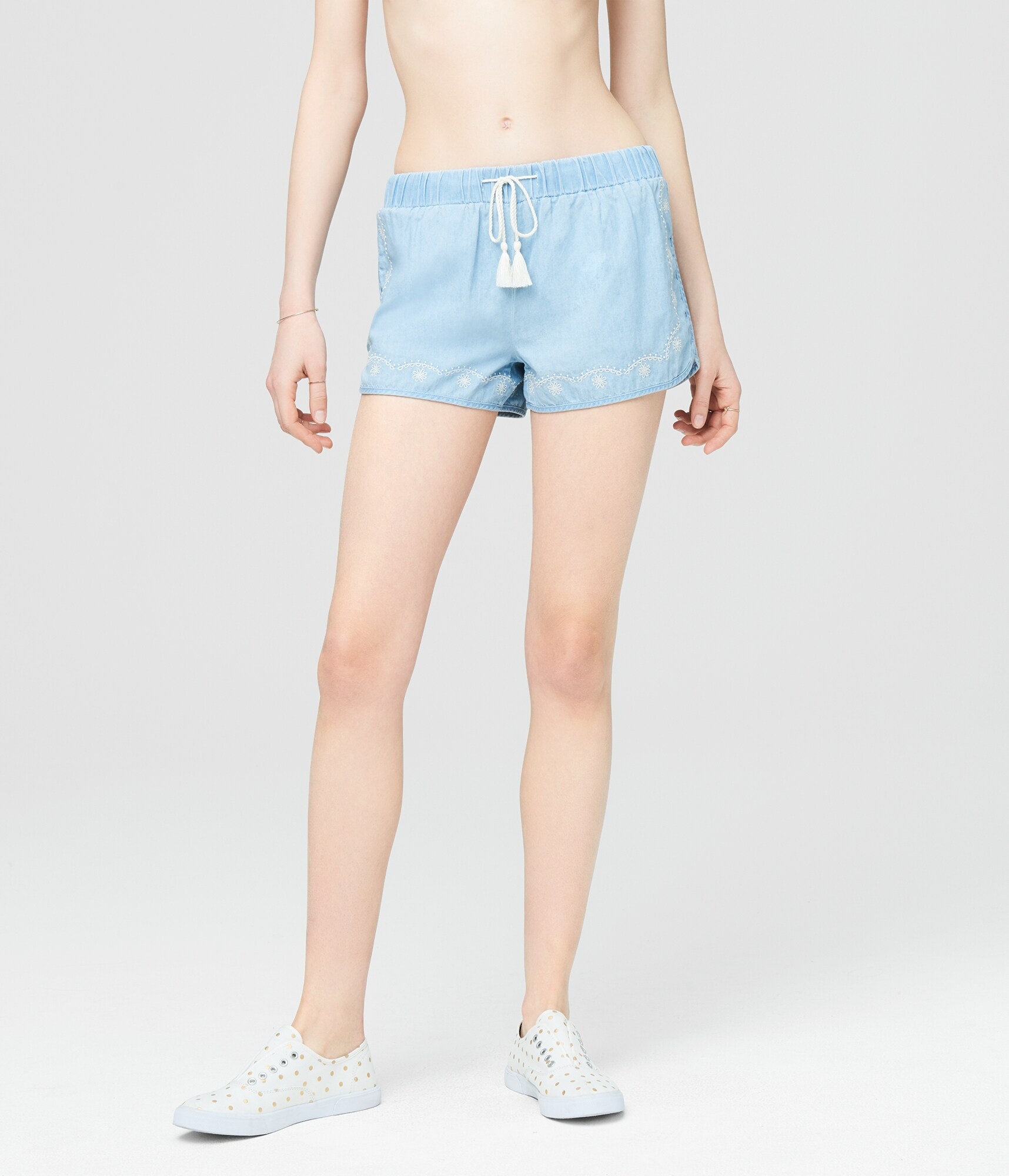 Image of Aeropostale Cape Juby Chambray Soft Shorts - Chambray, XSmall