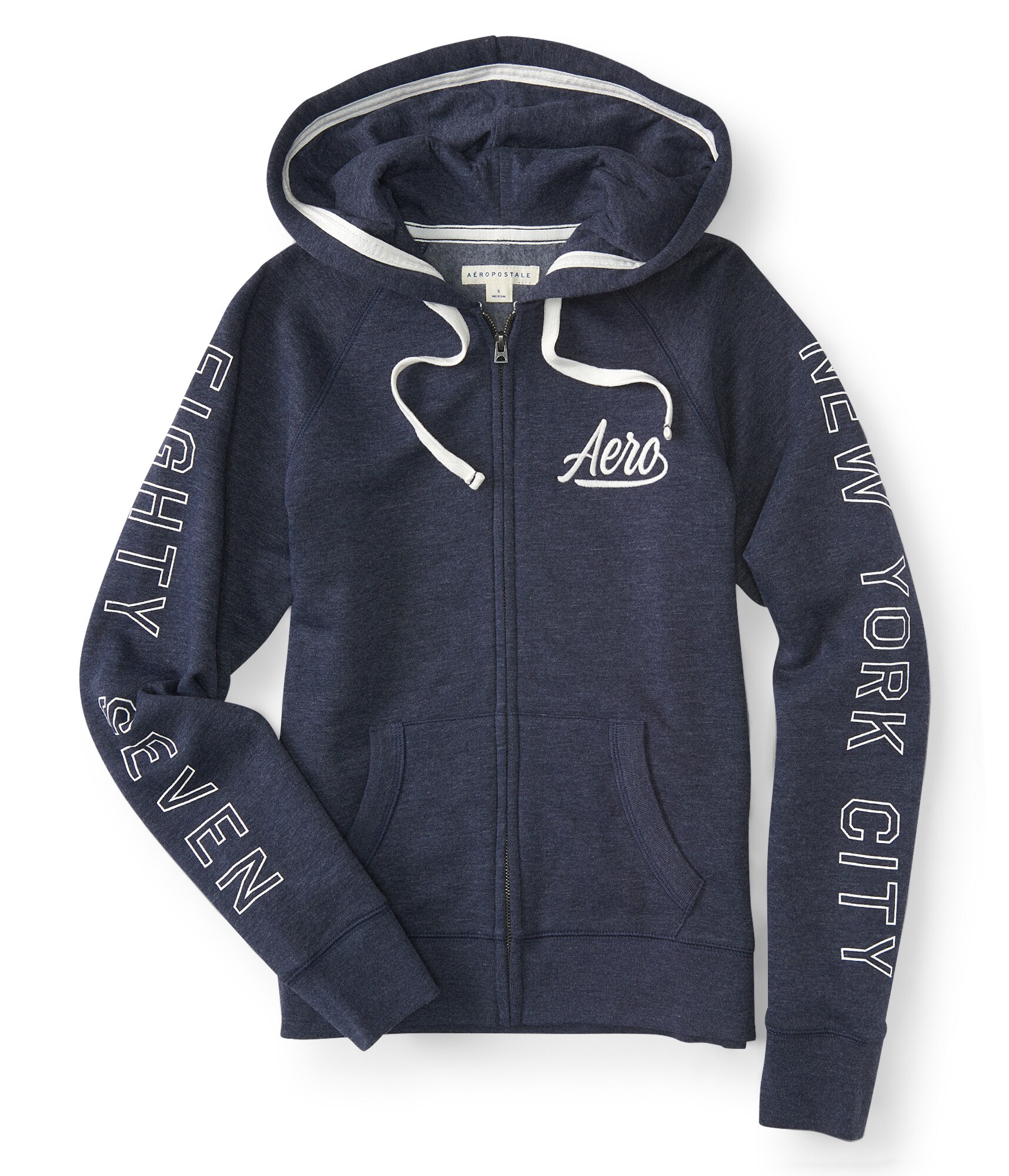 Image of Aeropostale Aero Eighty Seven Full-Zip Hoodie - Navy, XSmall