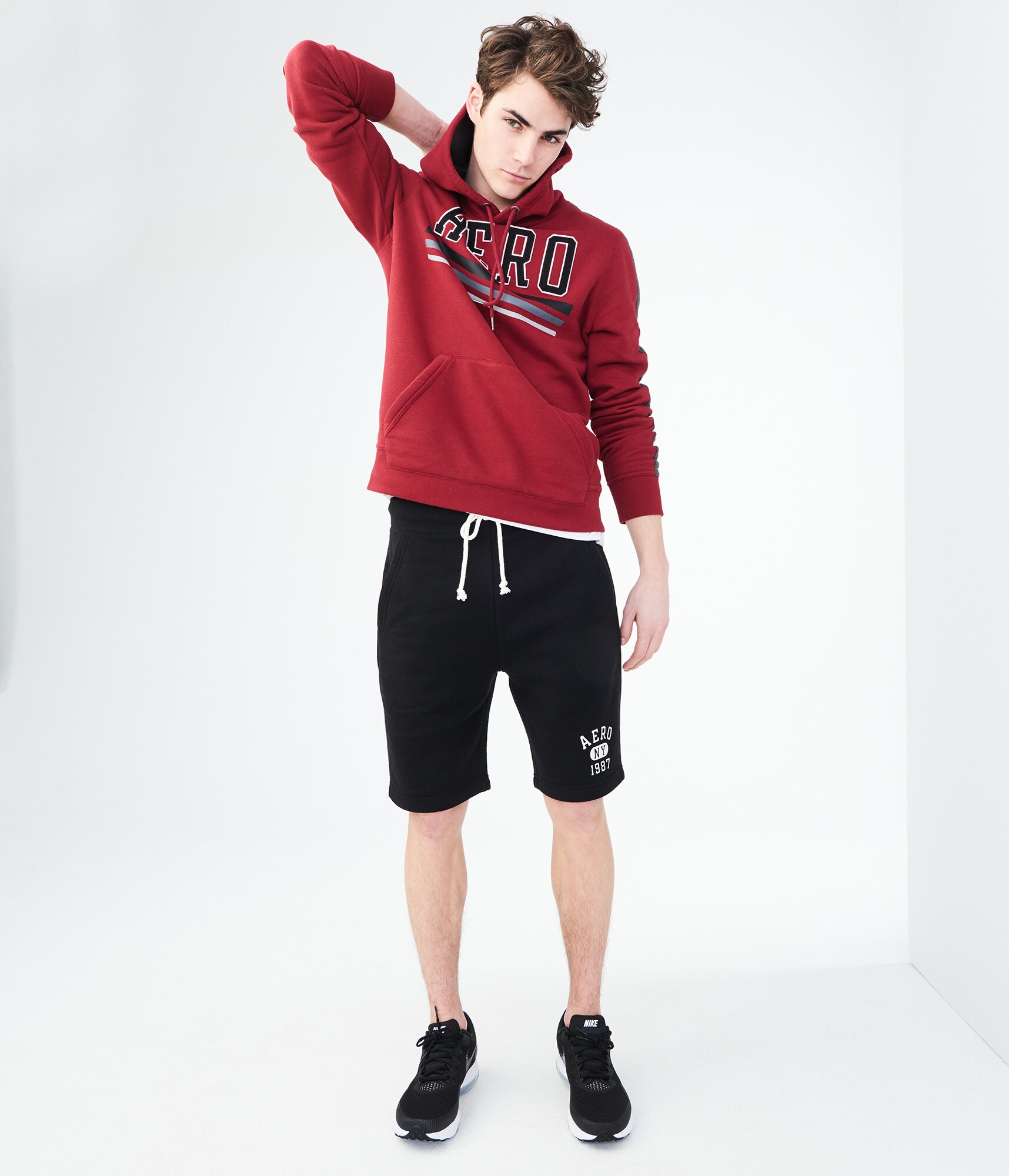 Image of Aeropostale Aero  Fleece Shorts - Black, XSmall
