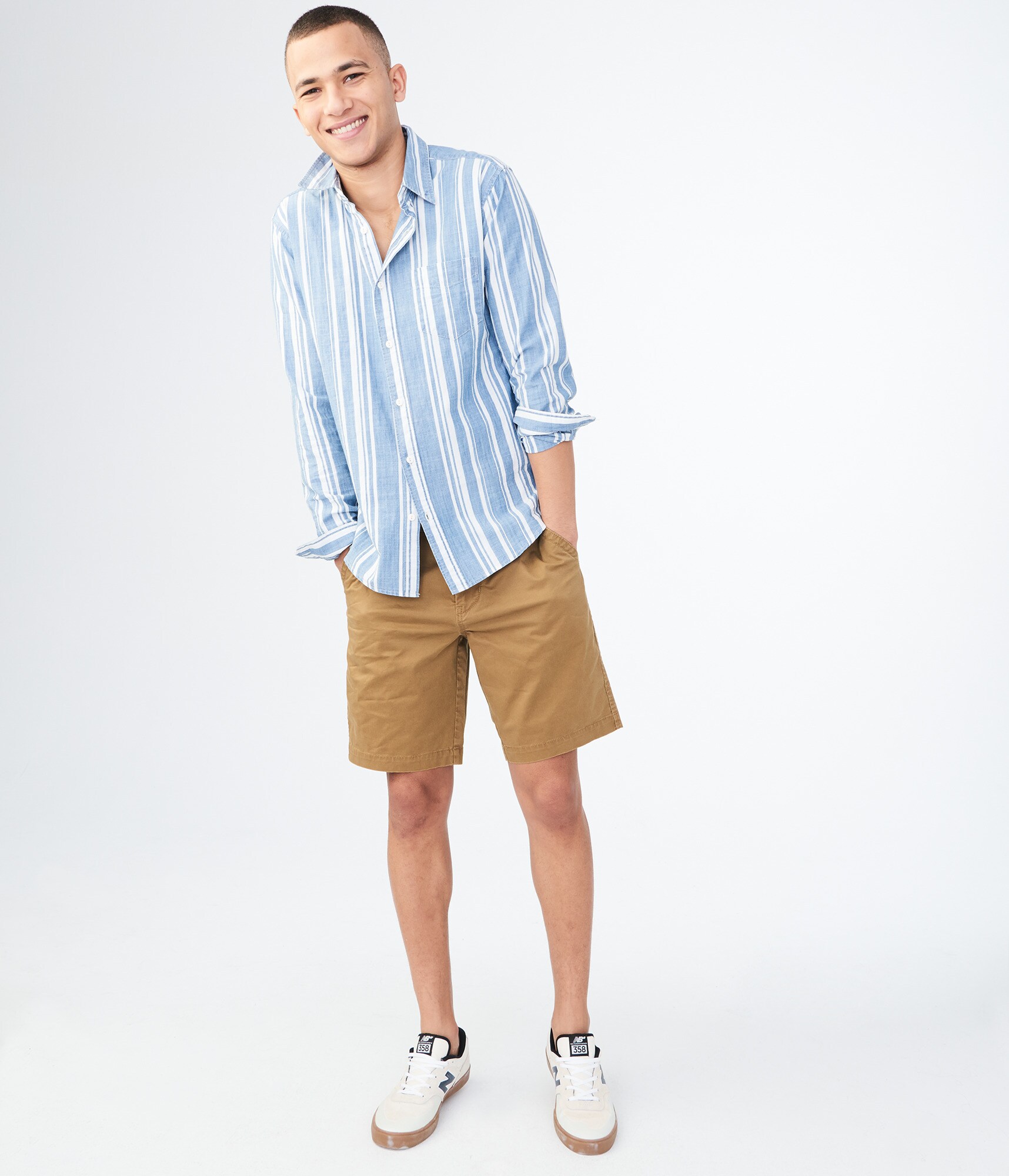 Image of Aeropostale Classic Flat-Front Reflex Shorts - Sandlewood,