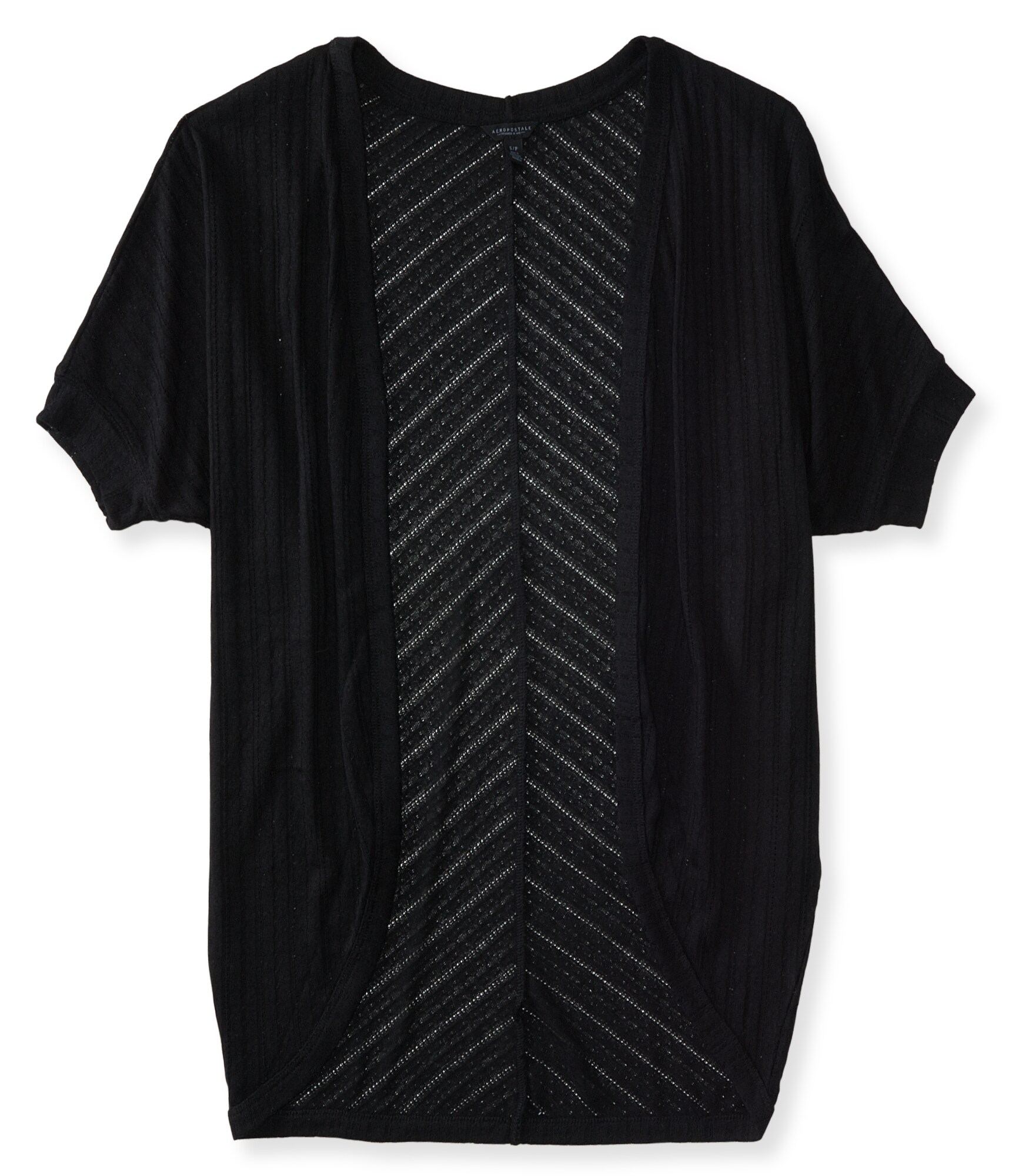 Image of Aeropostale Chevron Open-Front Cardigan - Black, Small