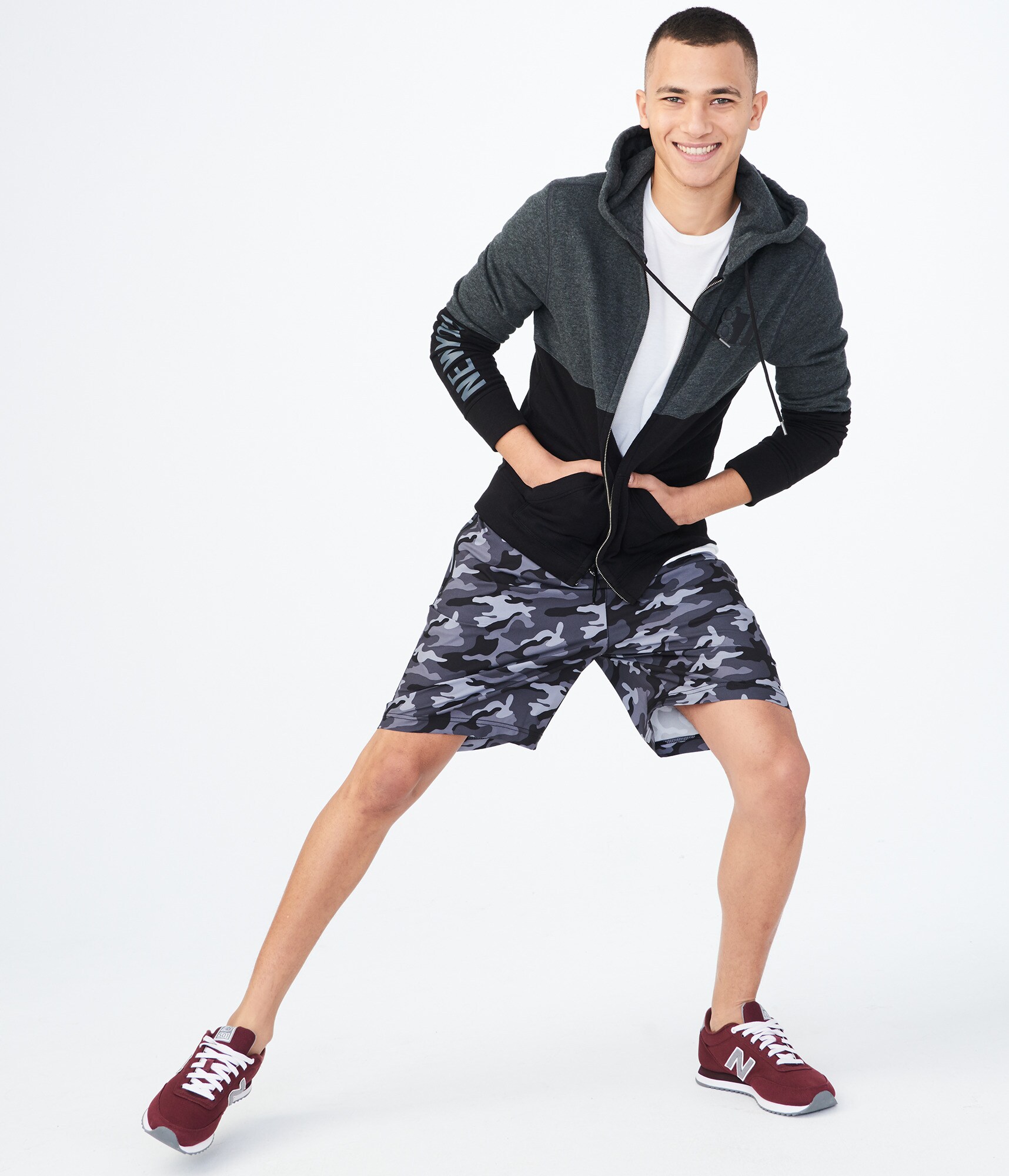 Image of Aeropostale Aero NY Camo Reflex Shorts - Black, XSmall