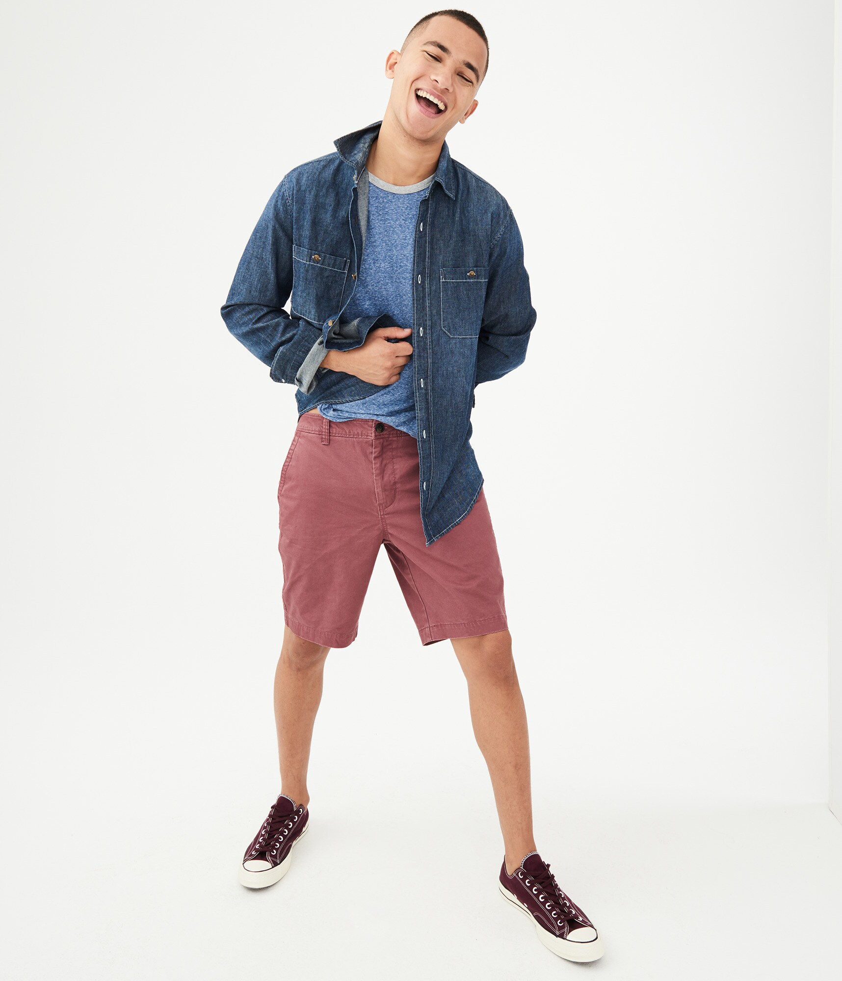 Image of Aeropostale Classic Flat-Front Reflex Shorts - Pink Quartz,