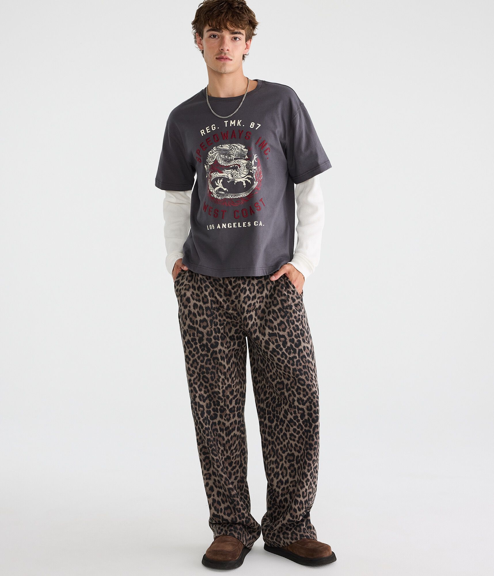 Cloud Soft Leopard Print Baggy Sweatpants