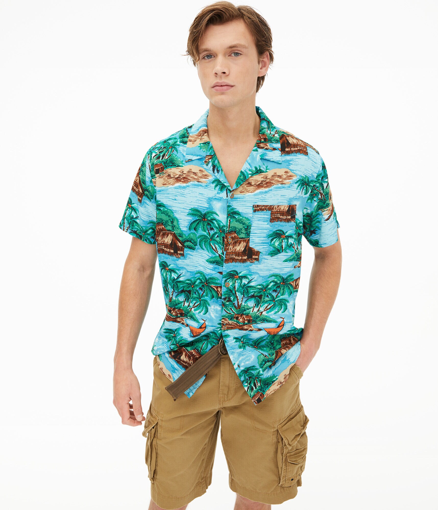 Tropical Island Resort Button-Down Resort Shirt