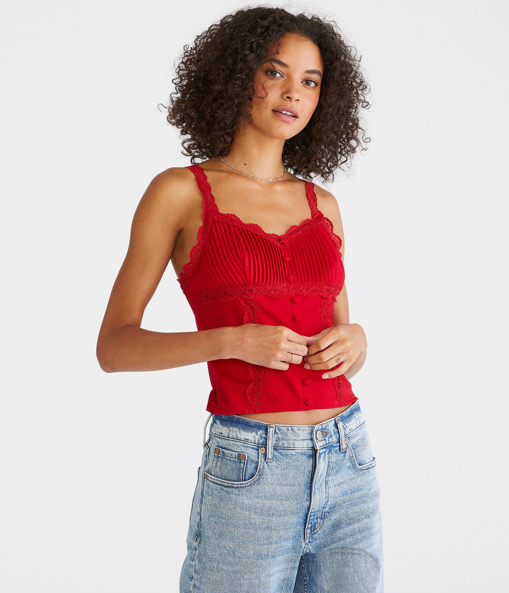 Lace-Trim Corset Cami