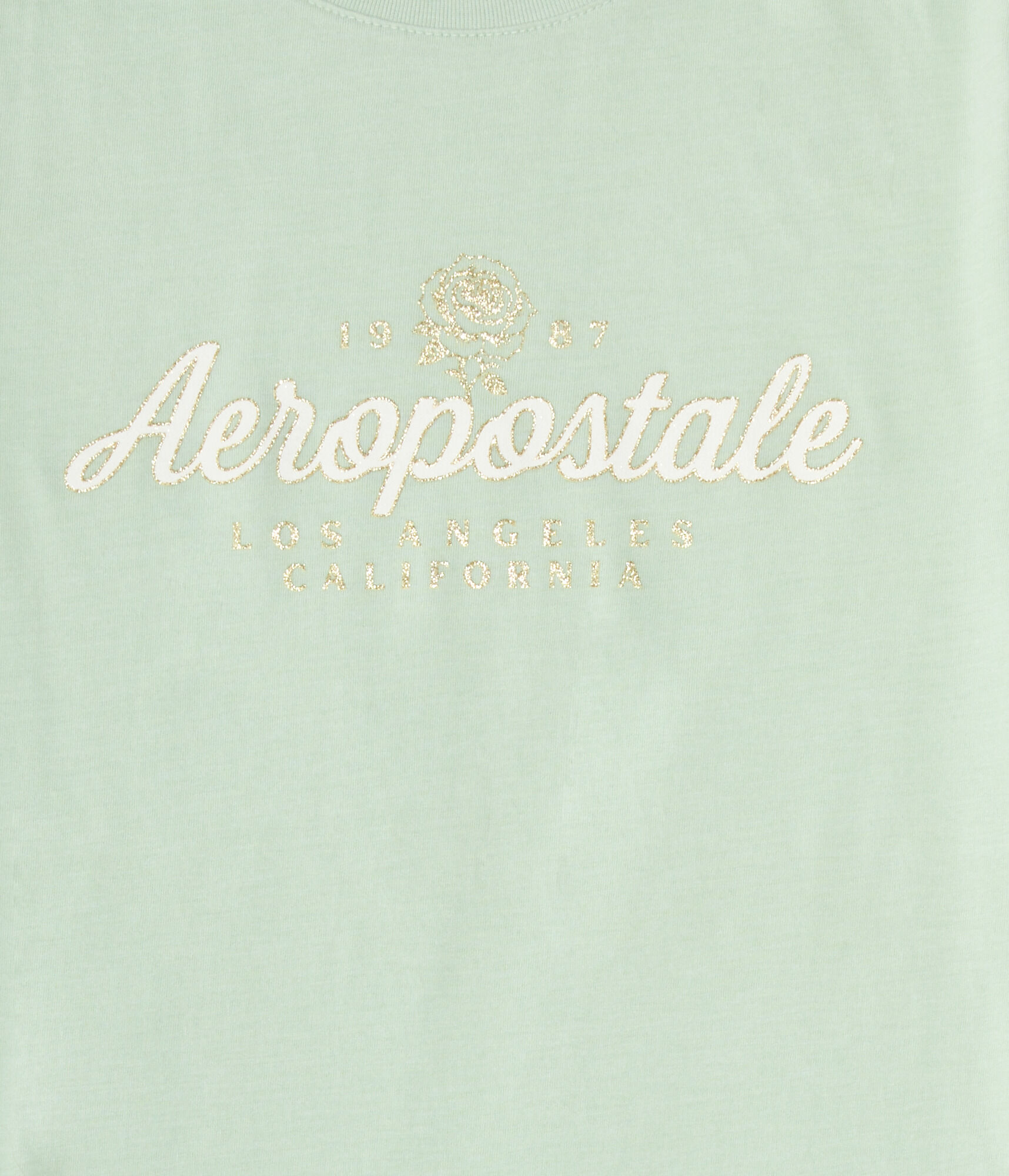 Aeropostale Script Rose Glitter Graphic Tee