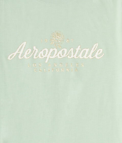Aeropostale Script Rose Glitter Graphic Tee Aeropostale Script Rose Glitter Graphic Tee