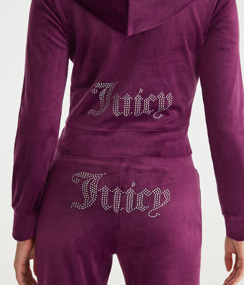 Juicy Couture Bling Velour Full-Zip Hoodie Juicy Couture Bling Velour Full-Zip Hoodie
