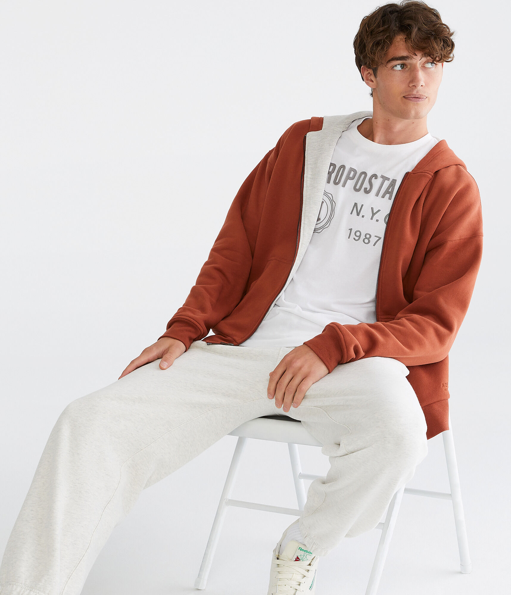 Solid Thermal Full-Zip Hoodie