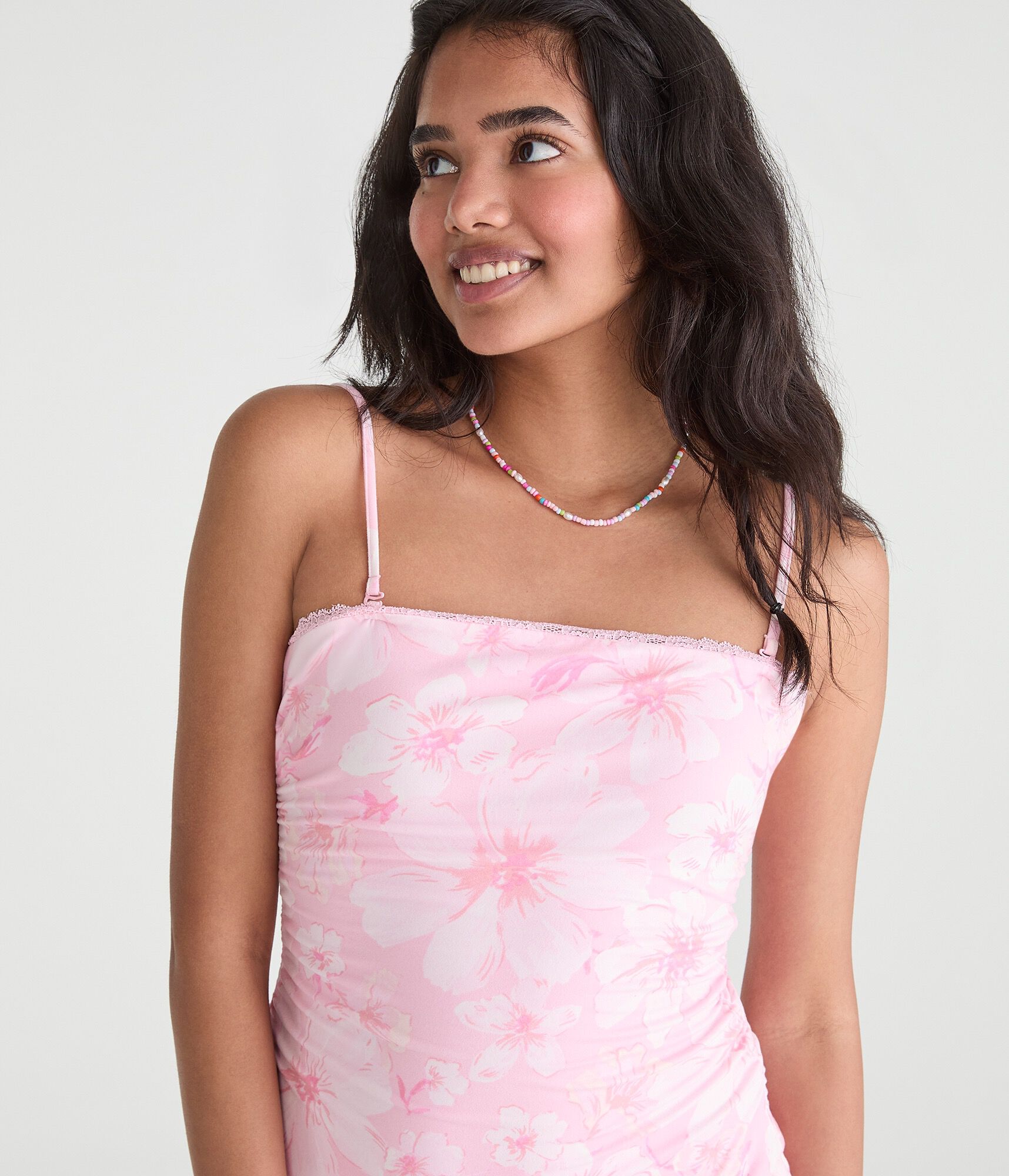 Floral Strapless Drop-Waist Mini Dress