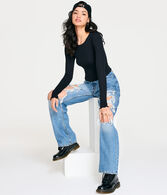 Long Sleeve Ribbed Cropped Shrunken Tee