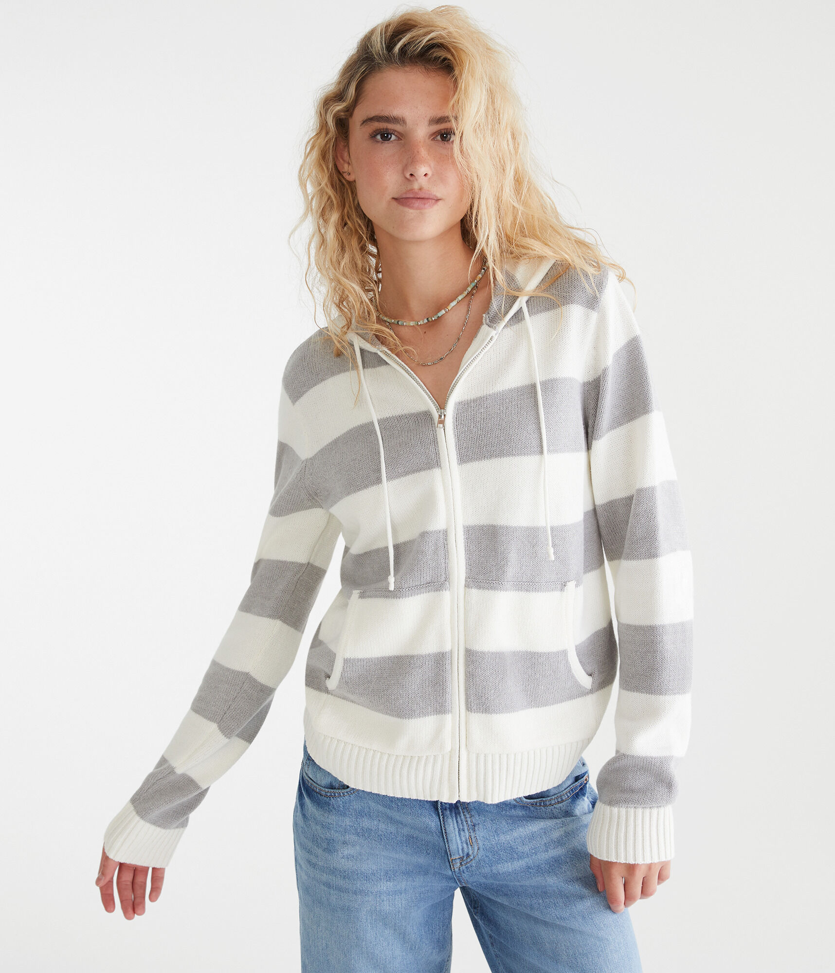 Rugby Stripe Full-Zip Sweater Hoodie