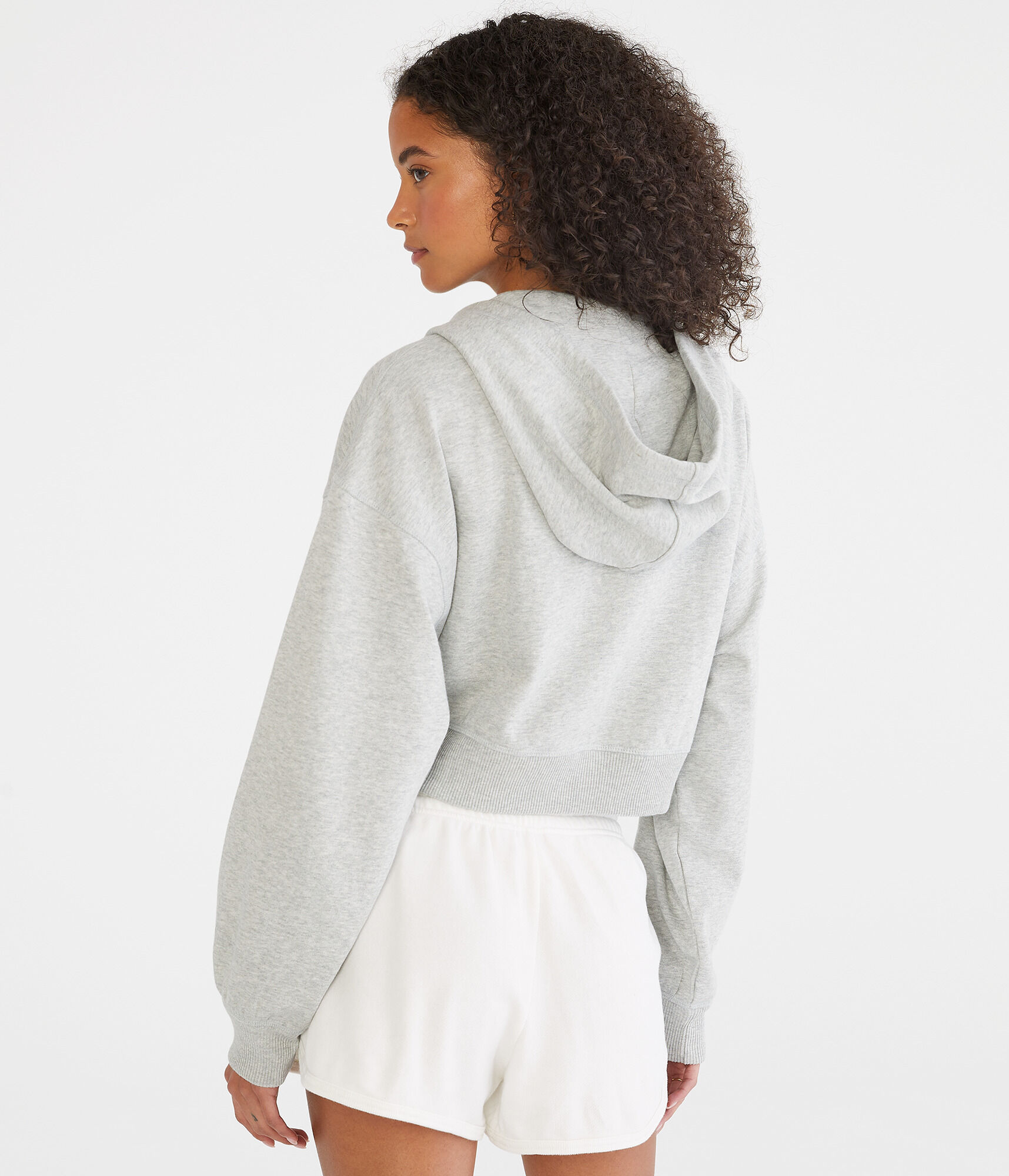 Oversized Cropped Full-Zip Hoodie