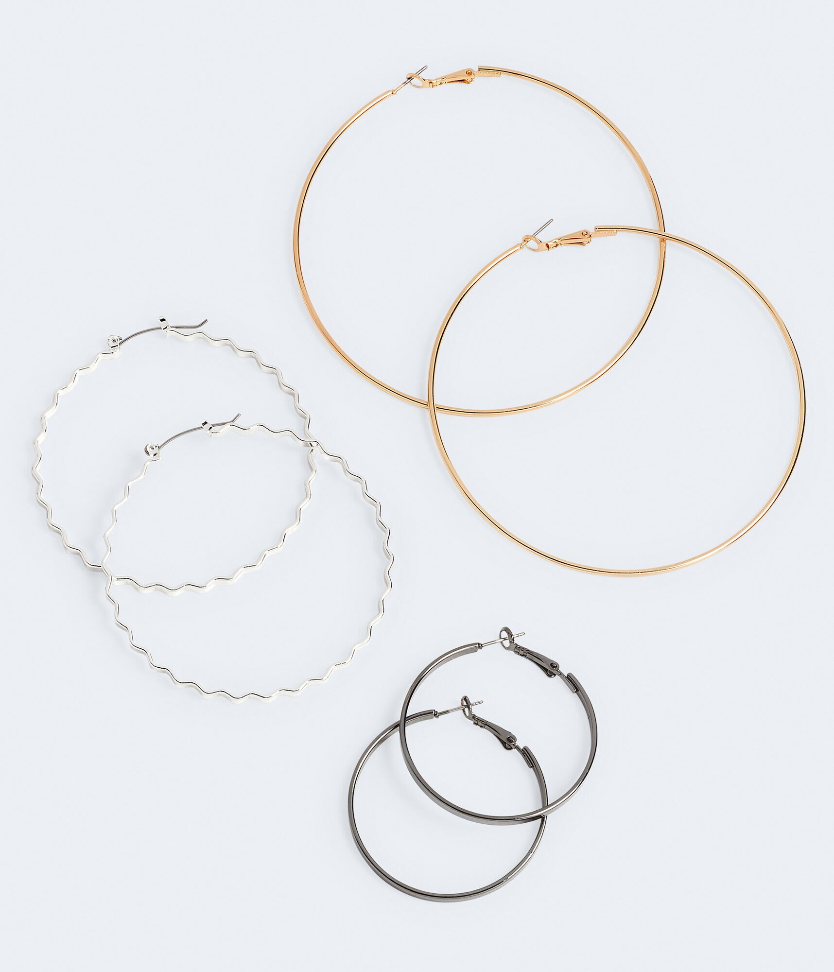 Smooth &amp; Wavy Hoop Earring 3-Pack