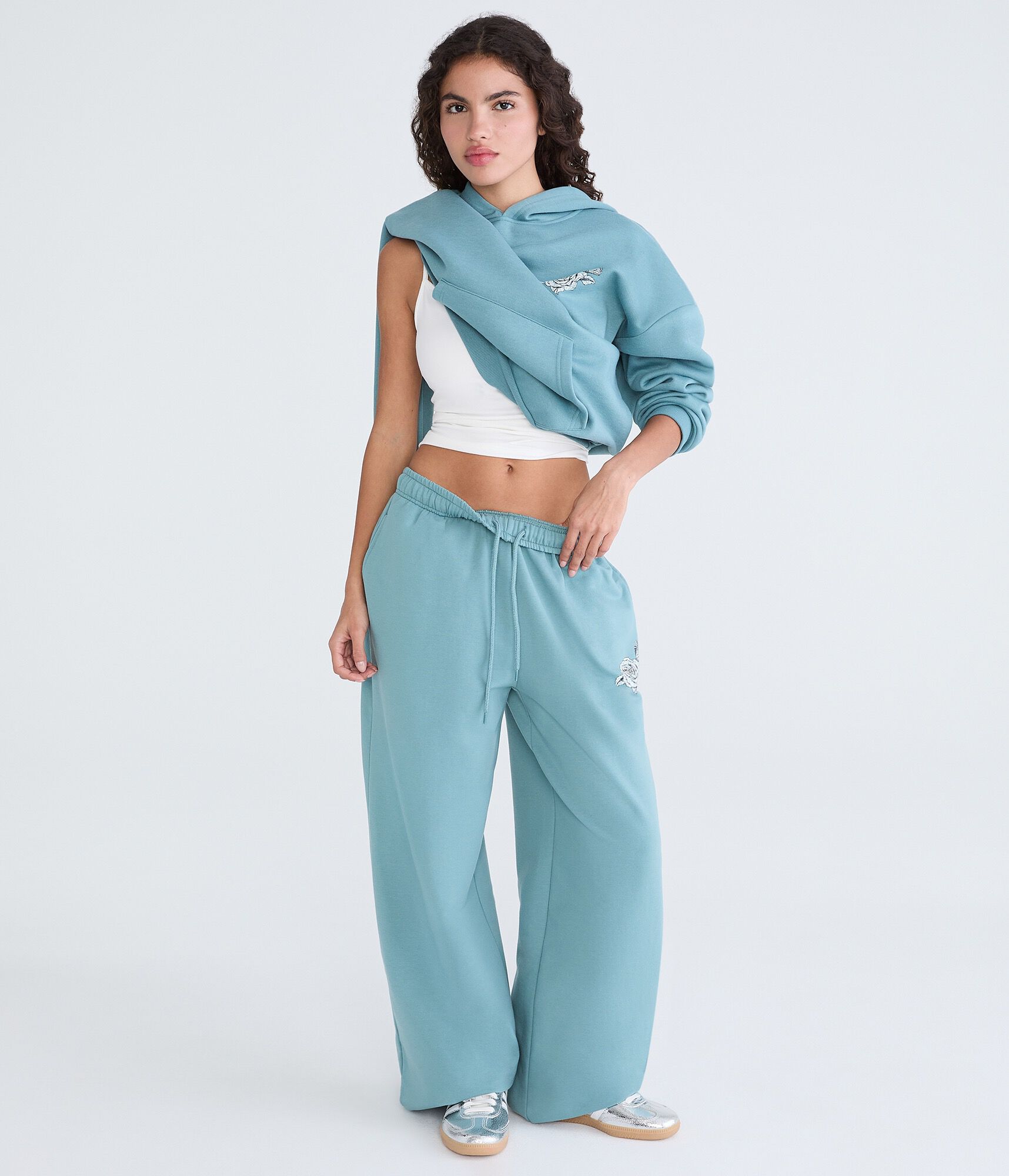 Cloud Soft Butterfly Barbed Wire High-Waisted Wide Leg Sweatpants