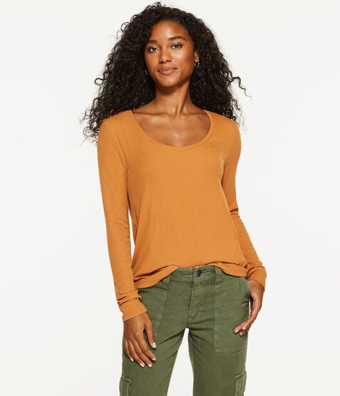 Long Sleeve Seriously Soft Ribbed V-Neck Tee Long Sleeve Seriously Soft Ribbed V-Neck Tee
