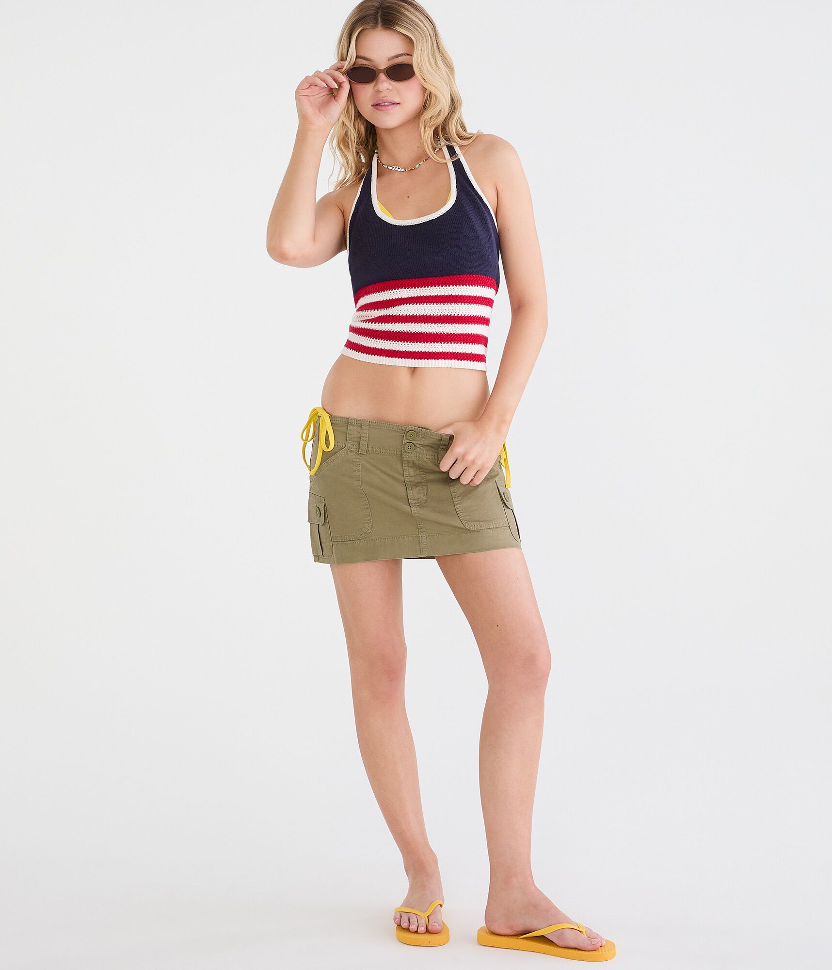 Twill Cargo Low-Rise Mini Skirt