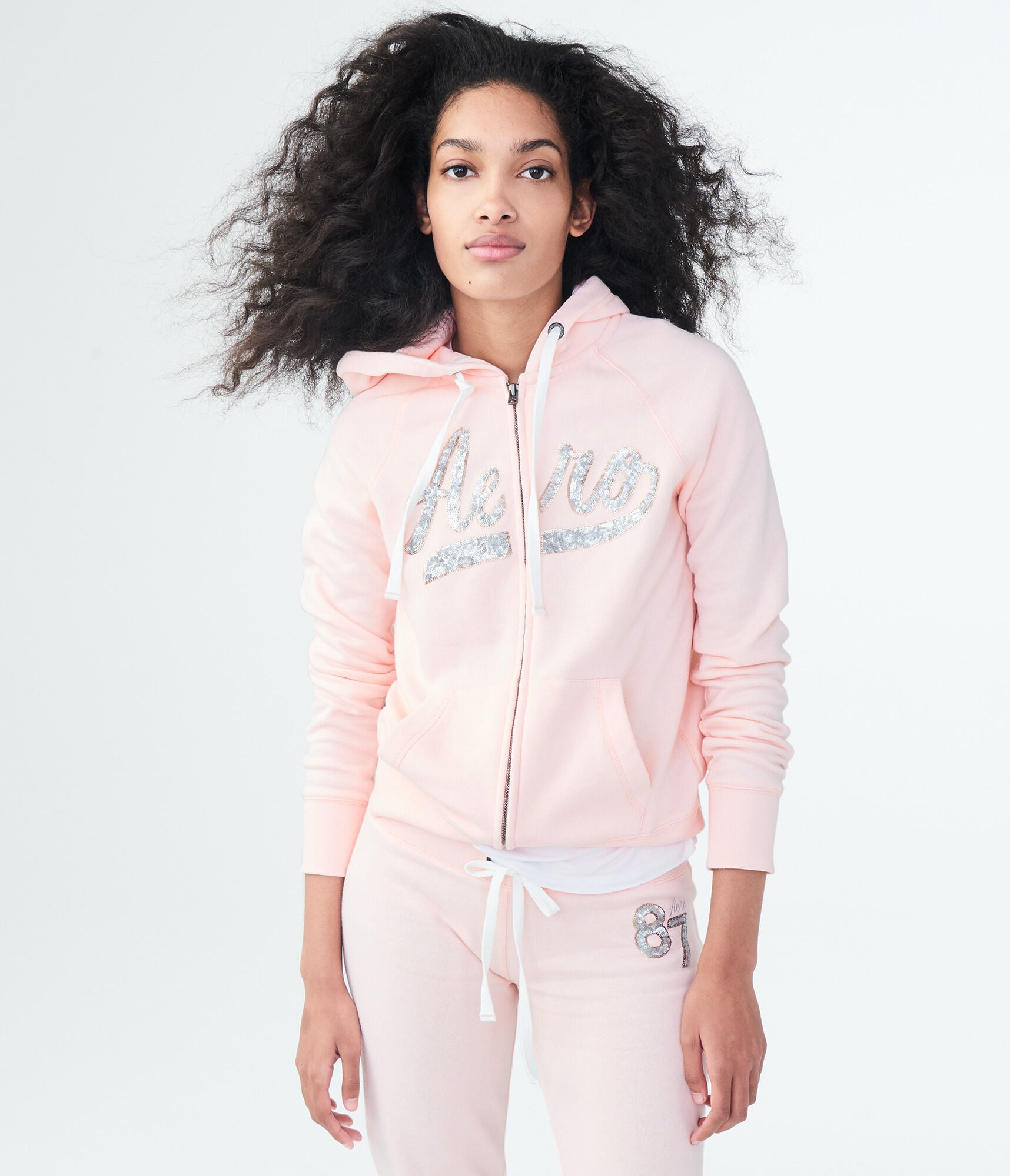Sequin Aero Zip-Front Hoodie
