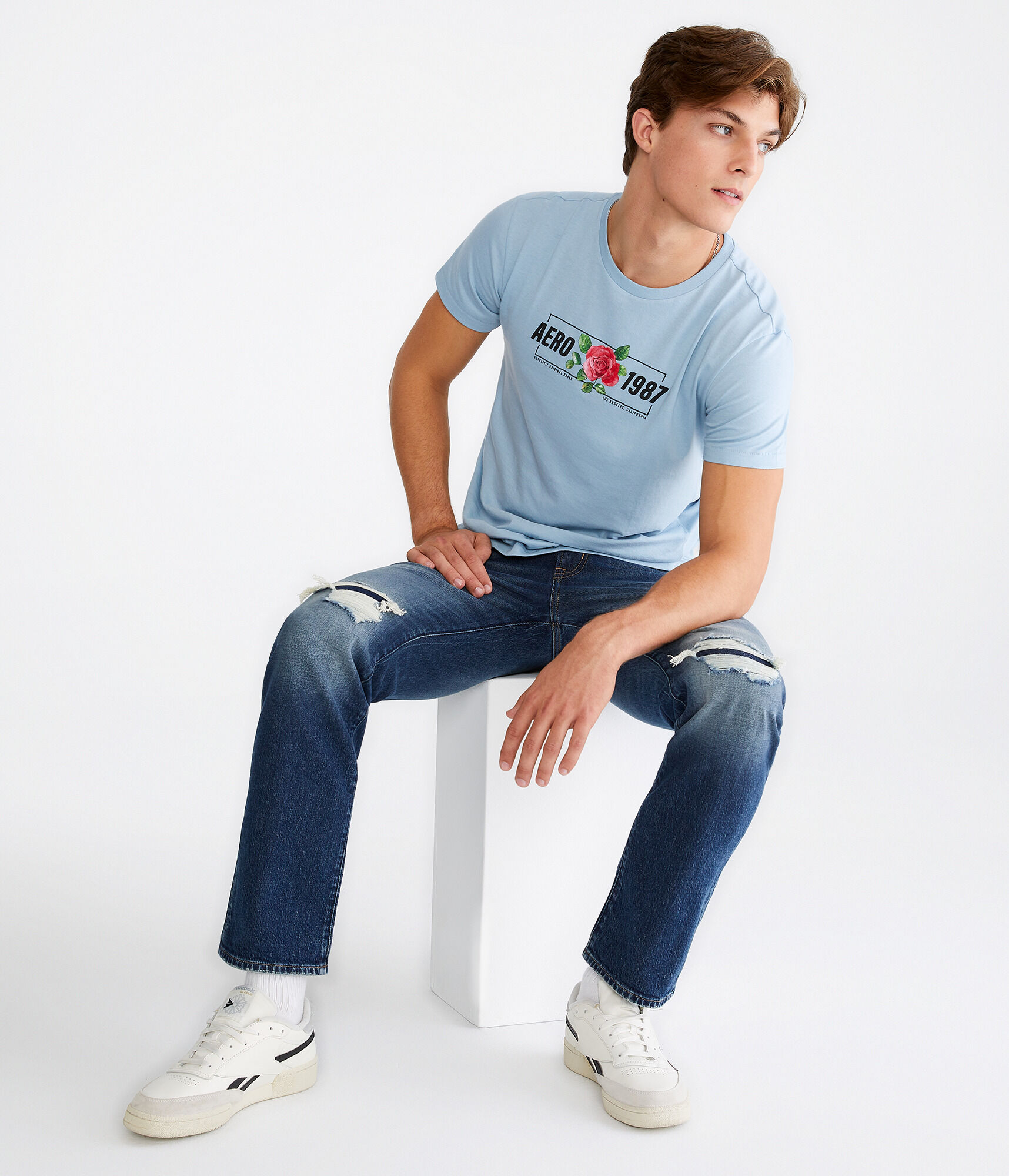 Aero 1987 Rose Box Logo Graphic Tee