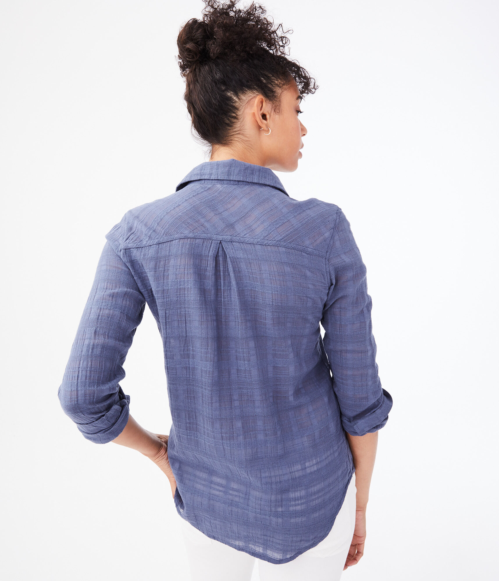 Long Sleeve Textured Button-Down Shirt