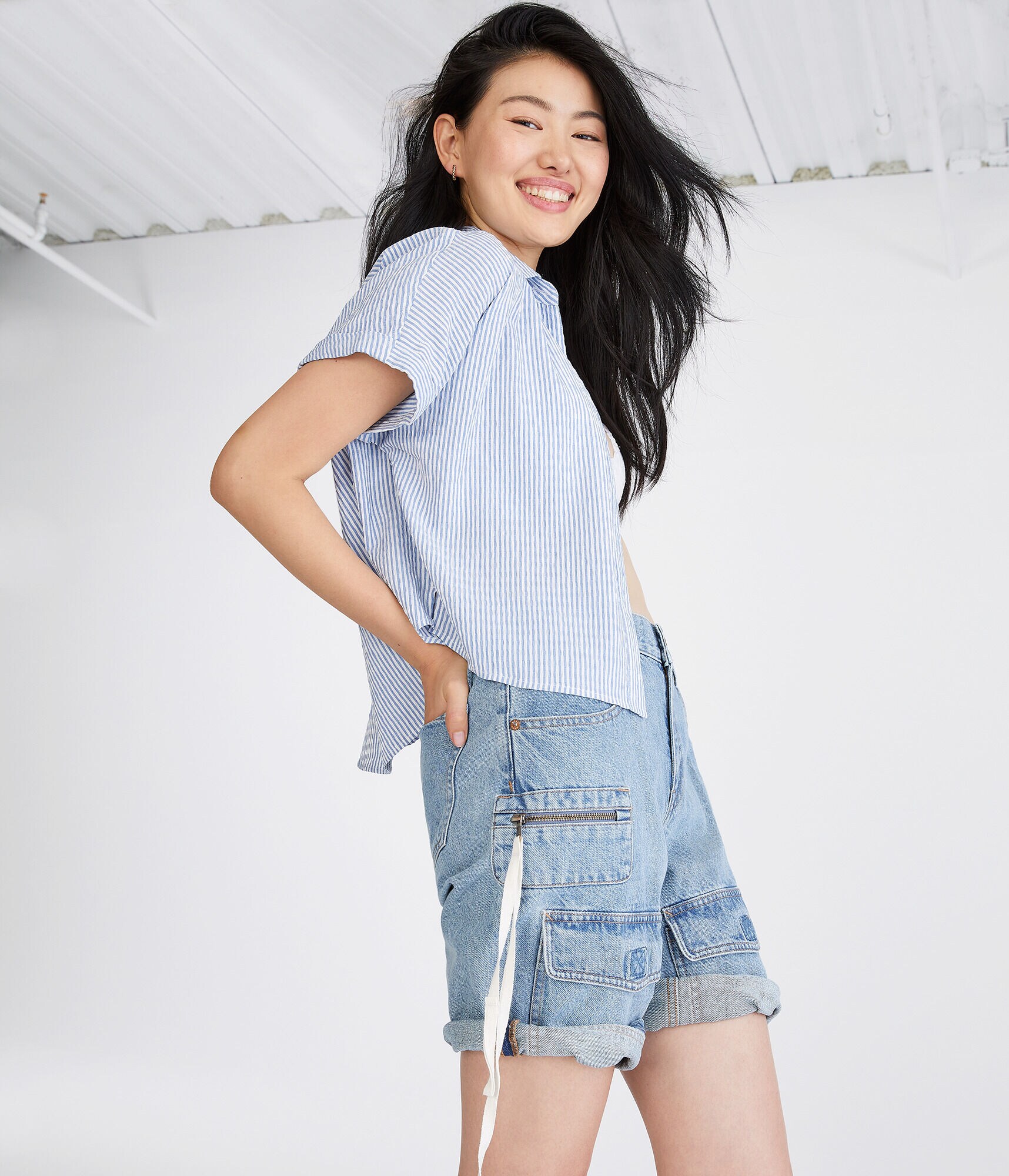 Vertical Stripe Camp Shirt