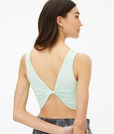 Acid Wash Seamless Twist-Front V-Neck Crop Top