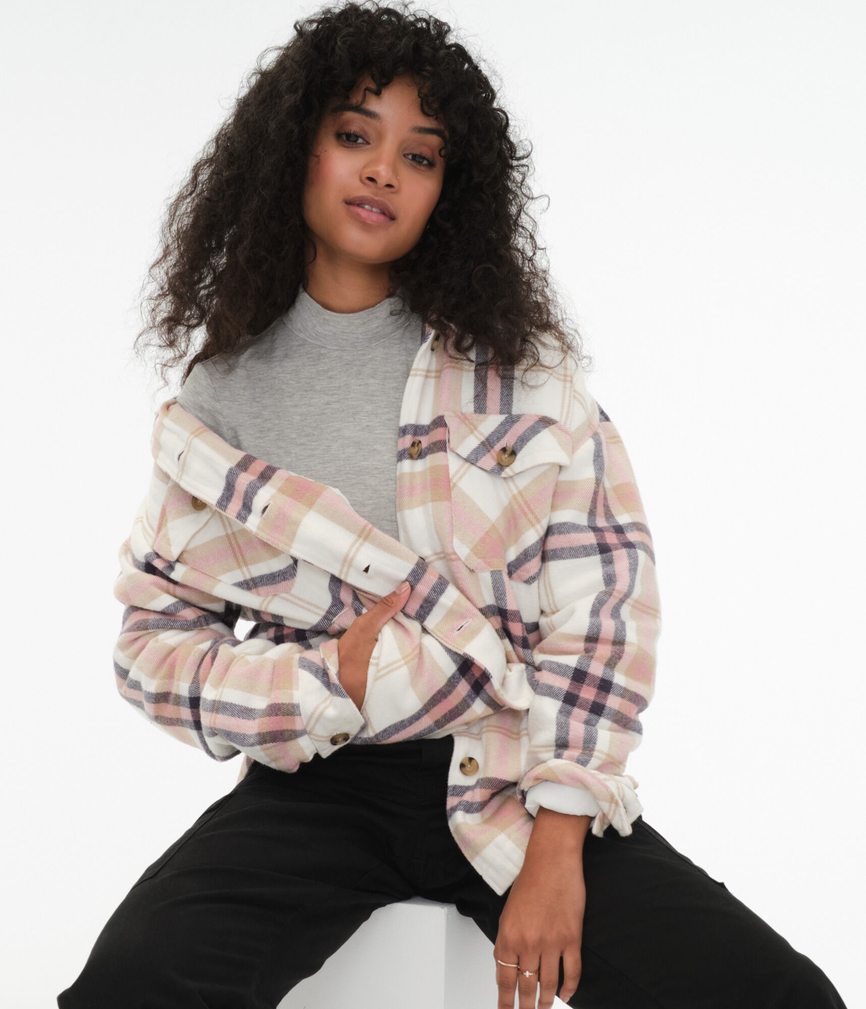 Plaid Flannel Buttoned Shirt Jacket
