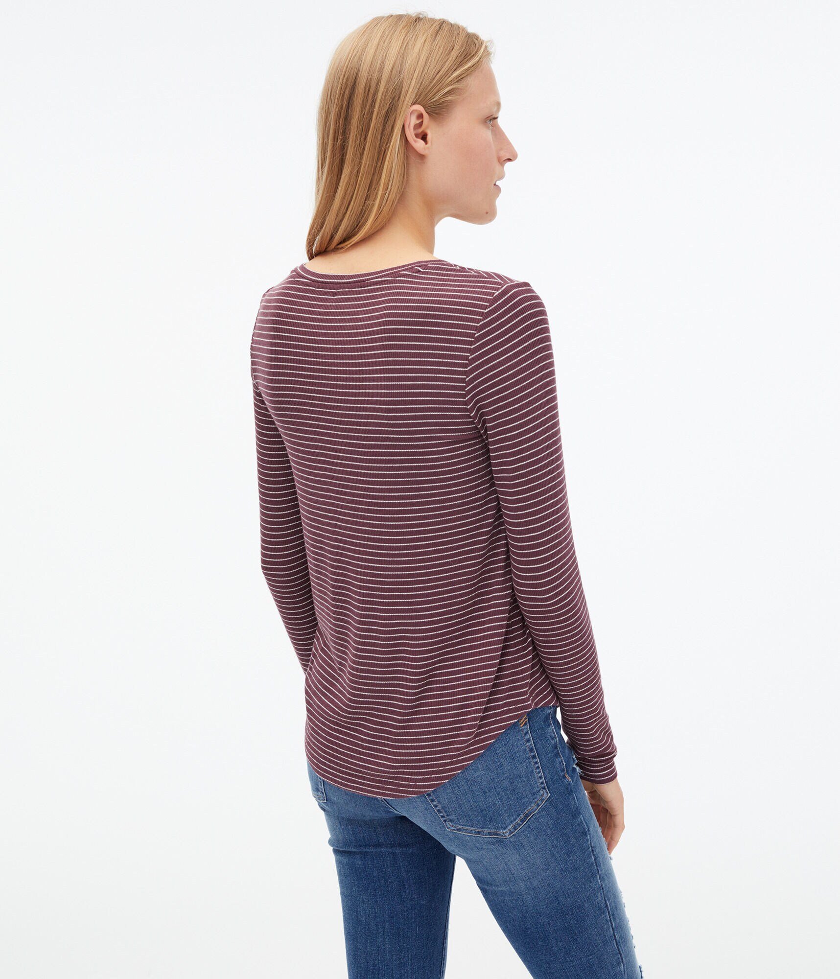 Long Sleeve Seriously Soft Striped Ribbed V-Neck Tee