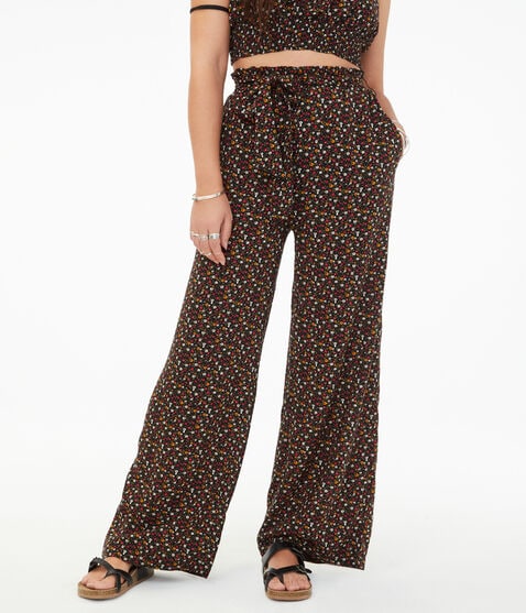 High-Rise Floral Wide-Leg Pants