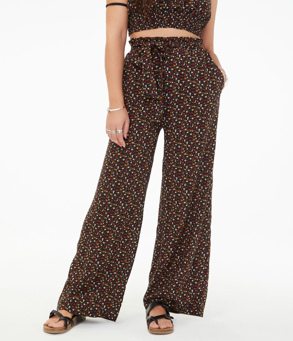 High-Rise Floral Wide-Leg Pants