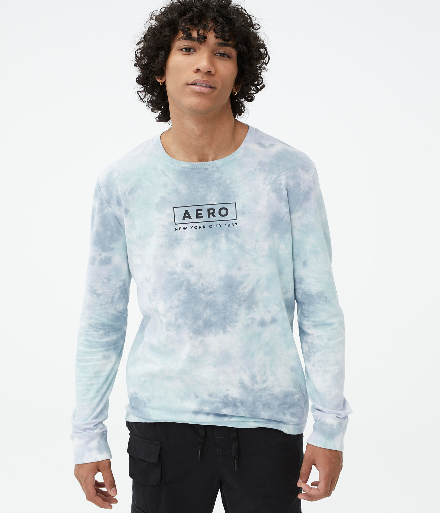 Long Sleeve Aero Box Logo Tie-Dye Graphic Tee