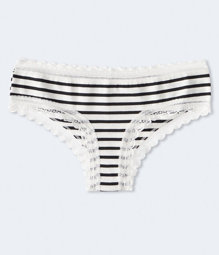 Thin Stripe Lace-Trim Cheeky