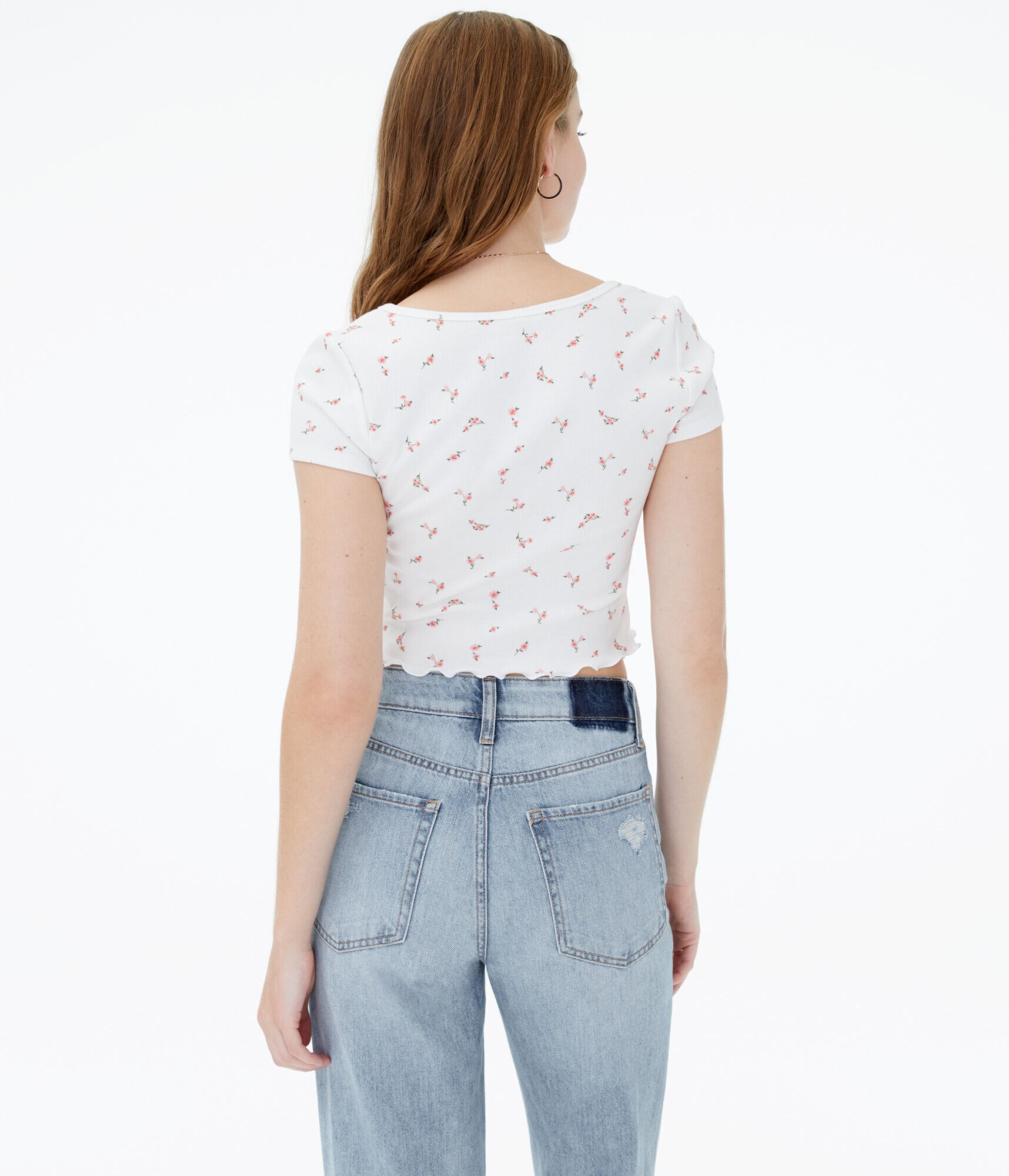 Floral Flyaway Cinch-Front Crop Top