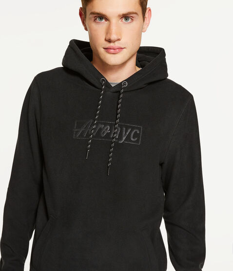 Aero NYC Box Logo Polyfleece Pullover Hoodie Aero NYC Box Logo Polyfleece Pullover Hoodie