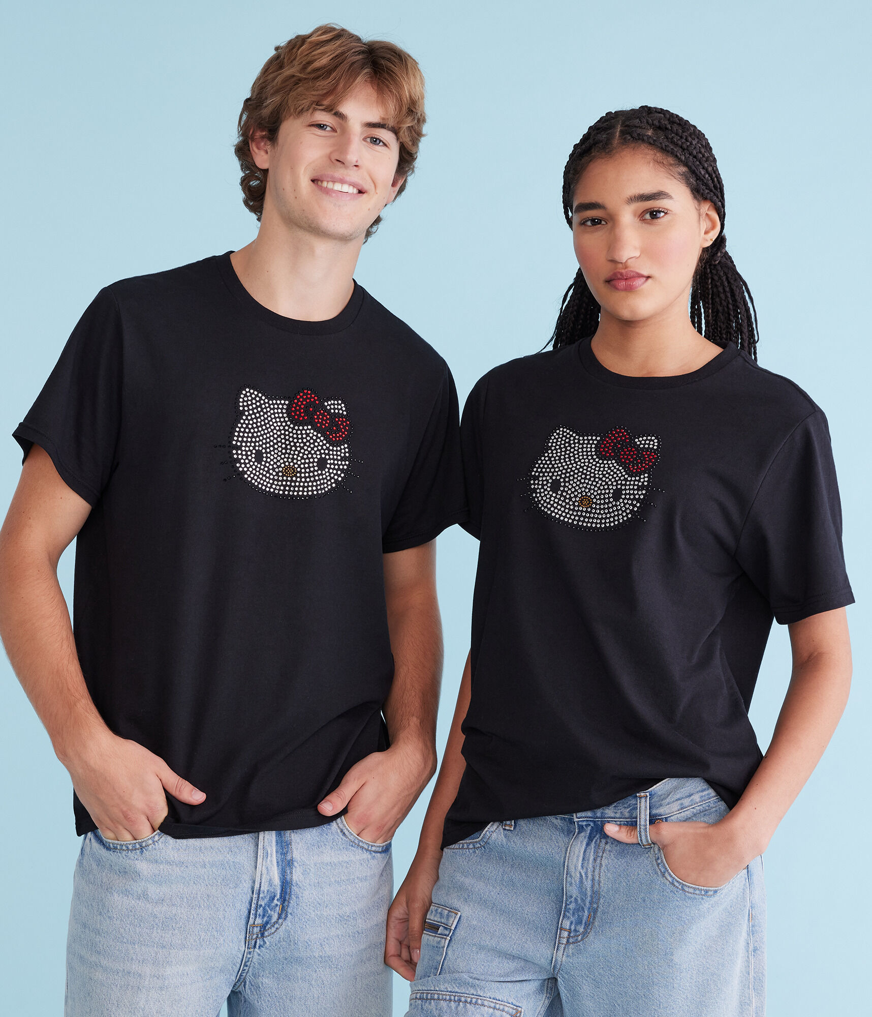 Hello Kitty Rhinestone Face Oversized Graphic Tee