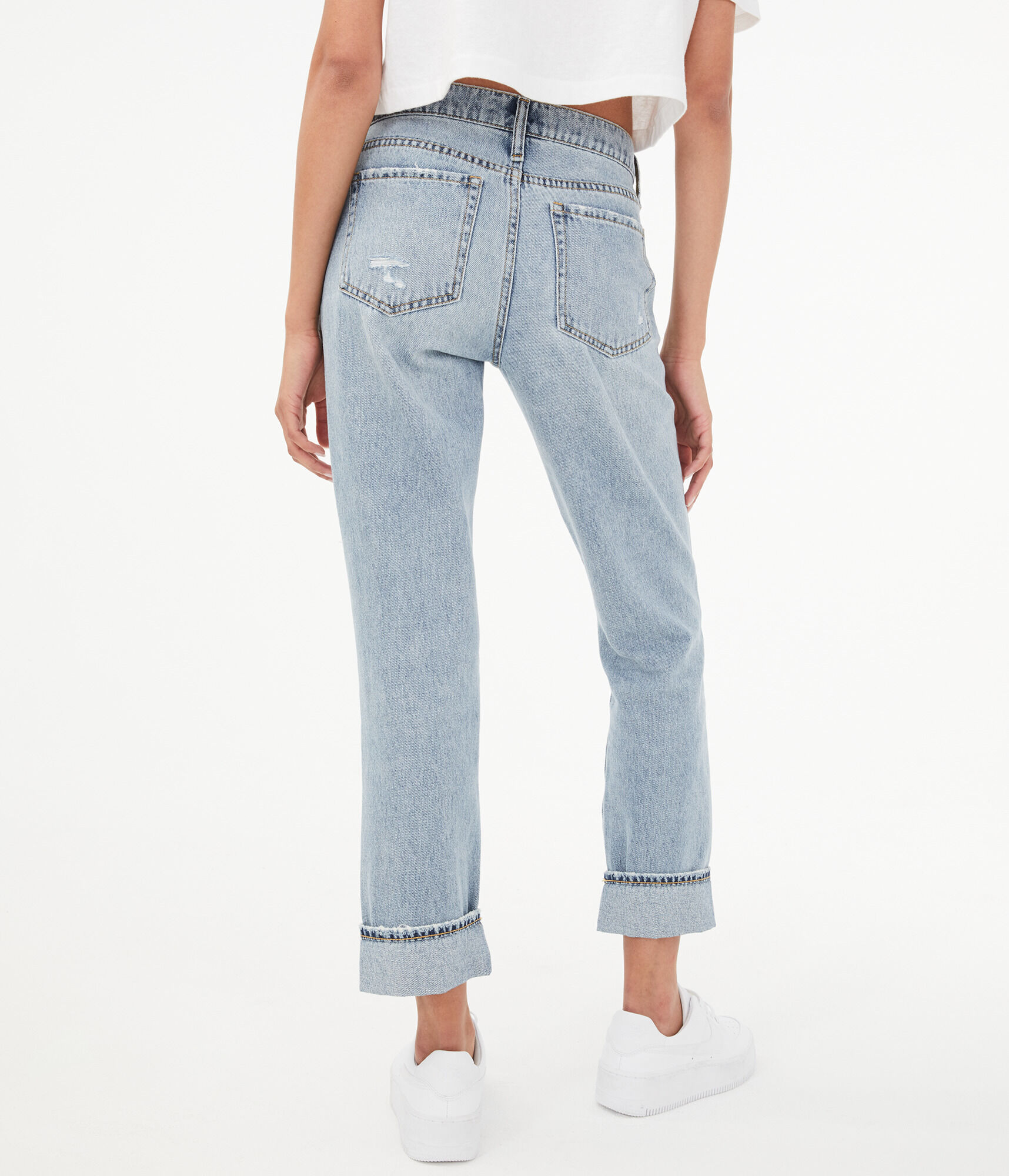 Real Denim Low-Rise Destroyed Boyfriend Ankle Jean