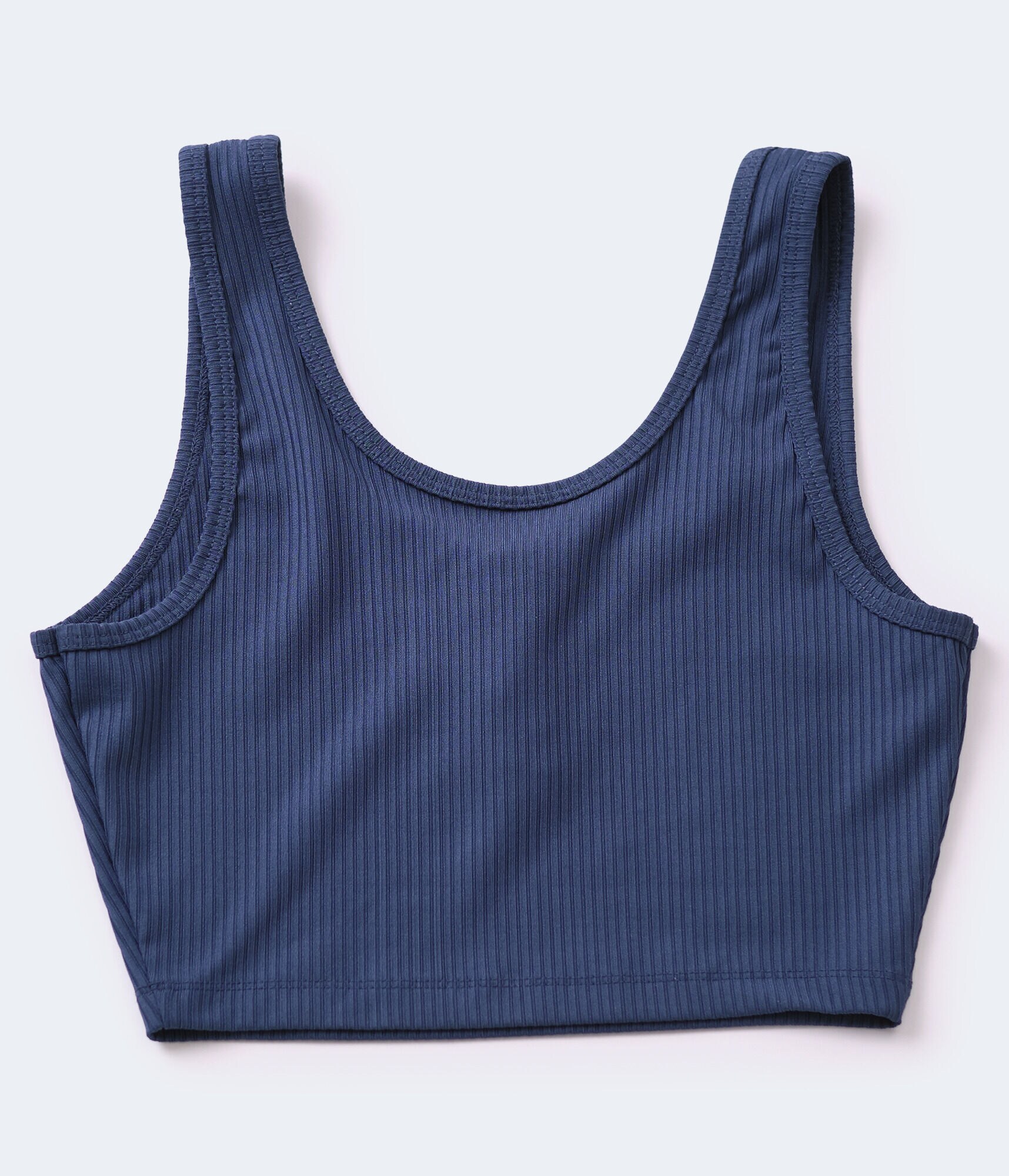 Ribbed Henley Cropped Tank